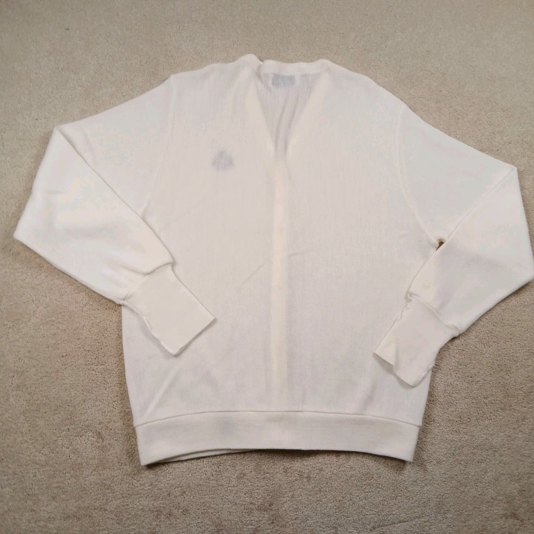 Izod VINTAGE Izod Cardigan Sweater Mens XL Extra Large White Acrylic 80s Size US XL / EU 56 / 4 - 2 Thumbnail