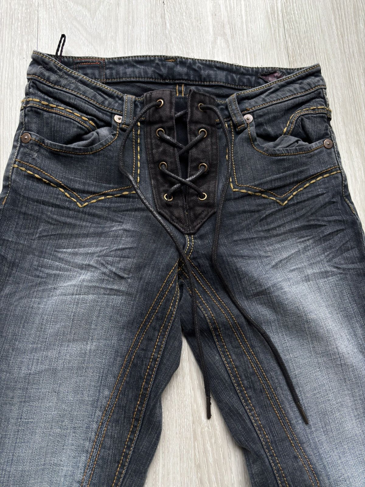 Japanese Brand VERTGARMENTS lace up flare jeans Size US 26 / EU 42 - 2 Thumbnail
