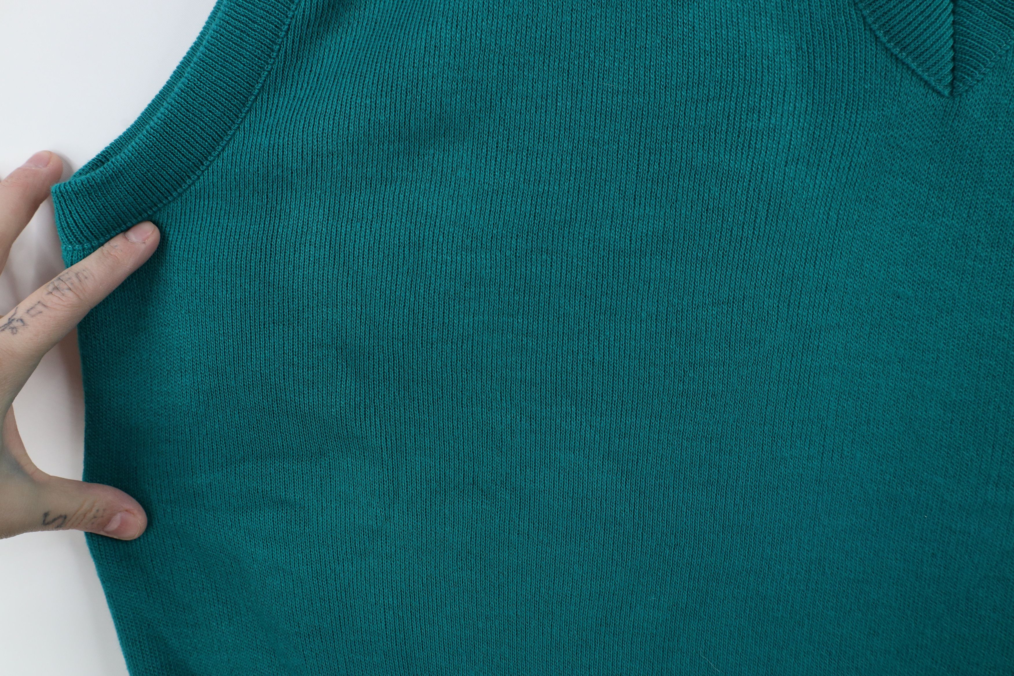 Vintage Vintage 90s Streetwear Knit V-Neck Sweater Vest Teal USA Size US XXL / EU 58 / 5 - 5 Thumbnail
