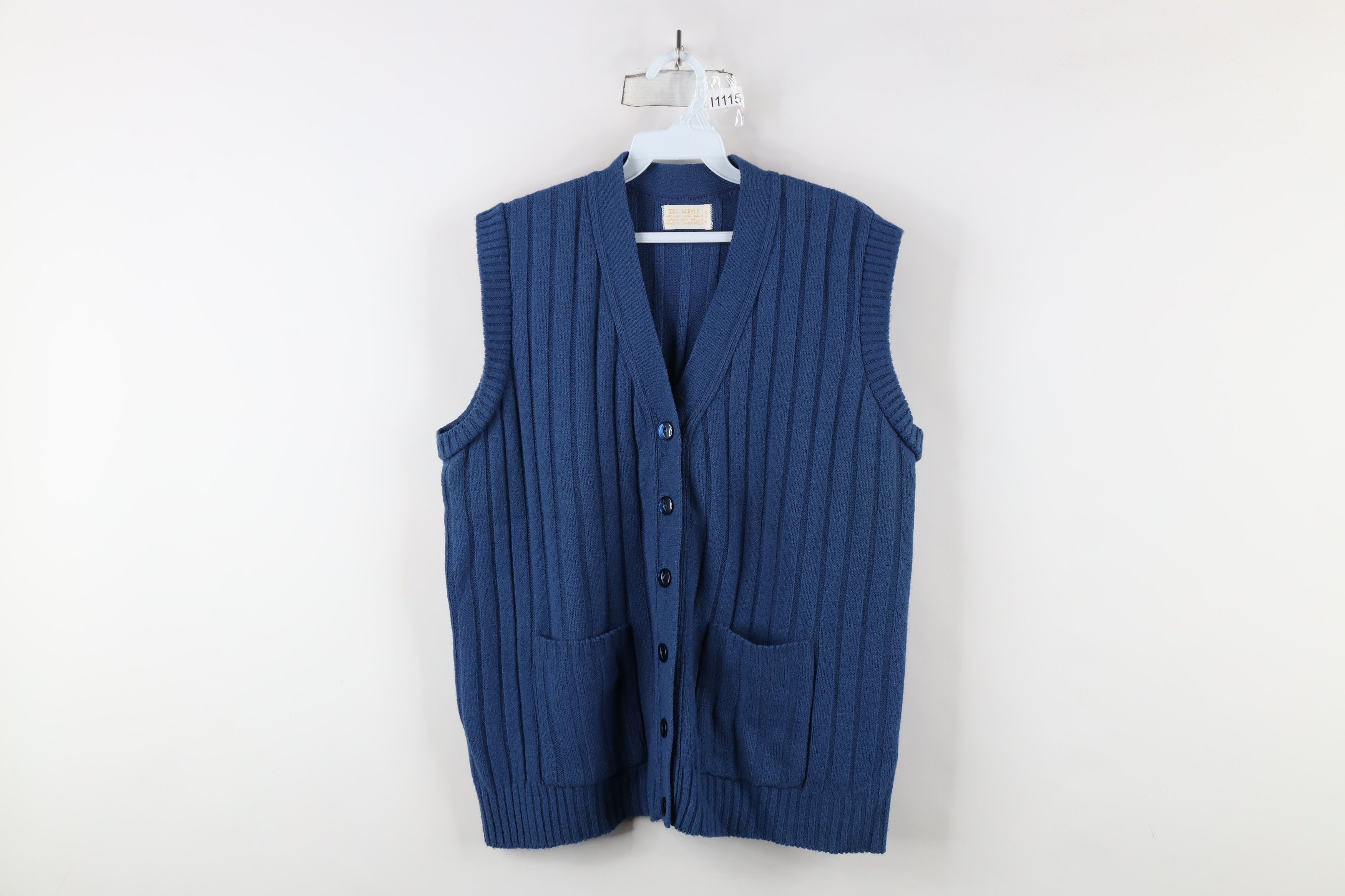 Vintage 60s Streetwear Button Ribbed Knit Sweater Vest USA