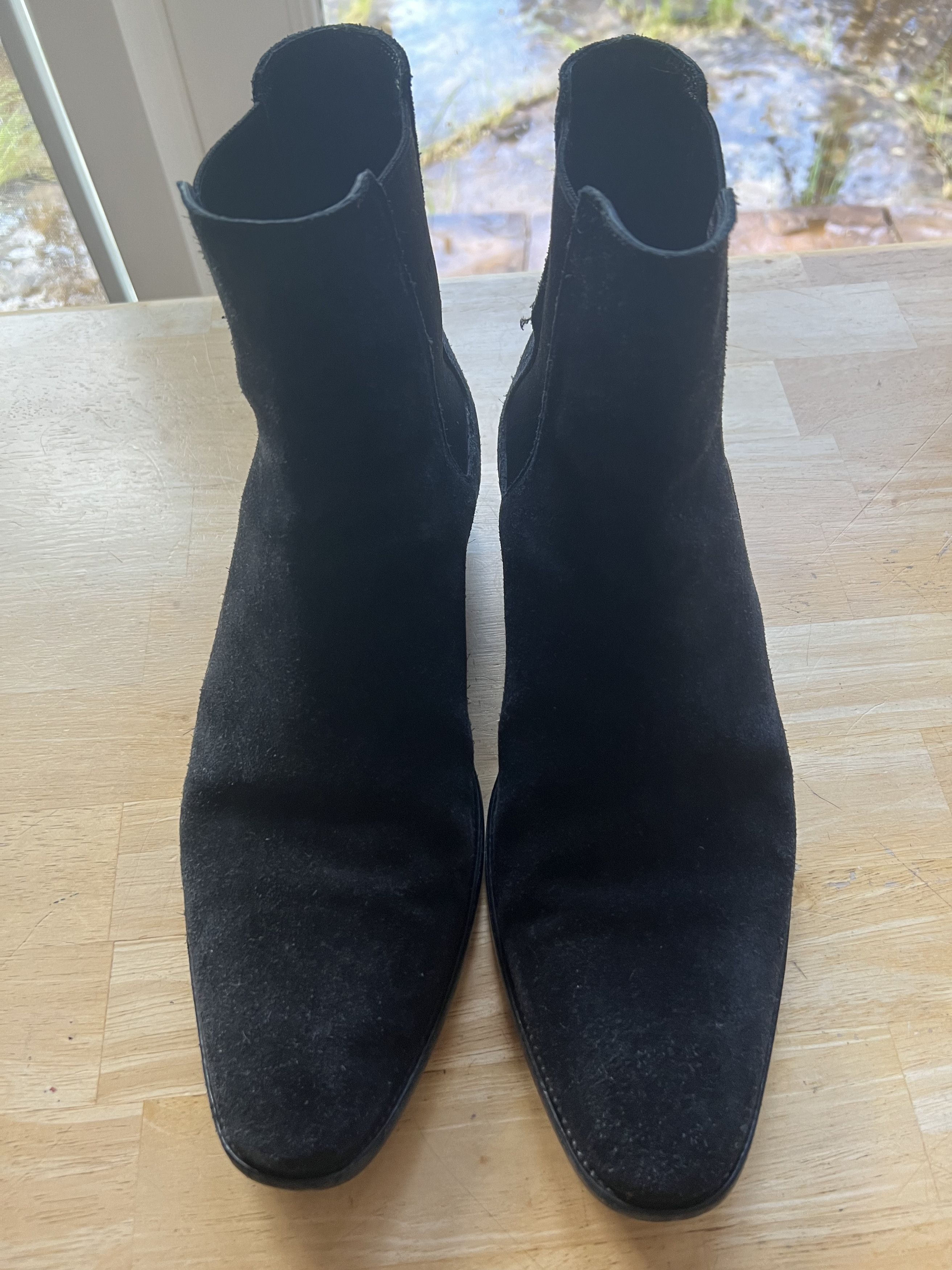 image of Saint Laurent Paris Wyatt 30 Black Suede Chelsea Boots, Men's (Size 11)