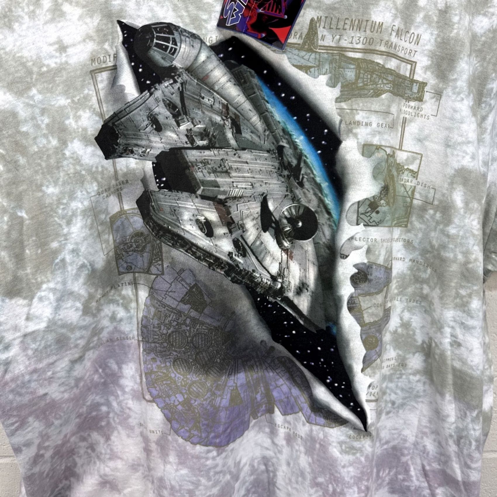 Liquid Blue VINTAGE Liquid Blue Star Wars Millennium Falcon T Shirt 2XL XXL White Rare 90s Mens Size US XXL / EU 58 / 5 - 2 Thumbnail