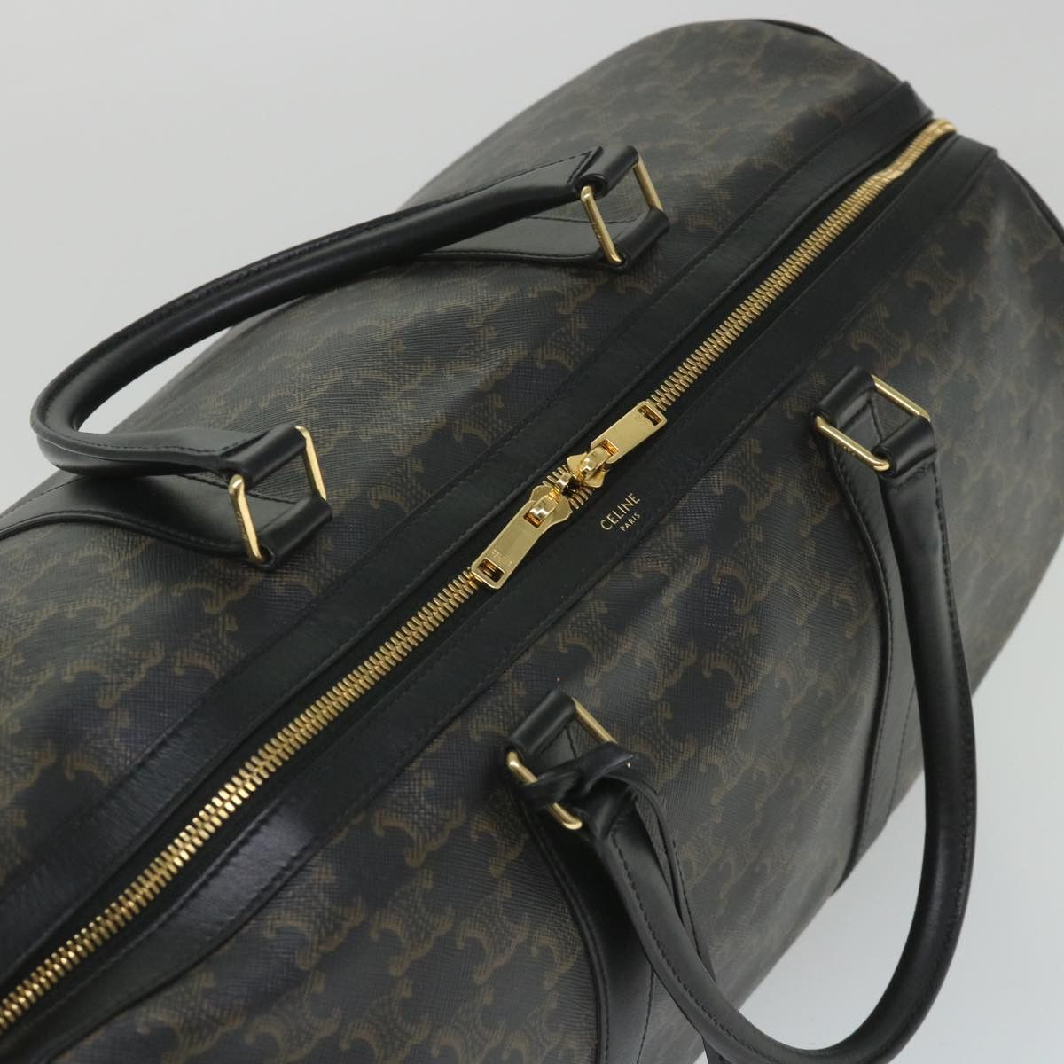 Celine CELINE Triomphe Canvas Boston Bag Pvc Leather Black Size ONE SIZE - 6 Thumbnail
