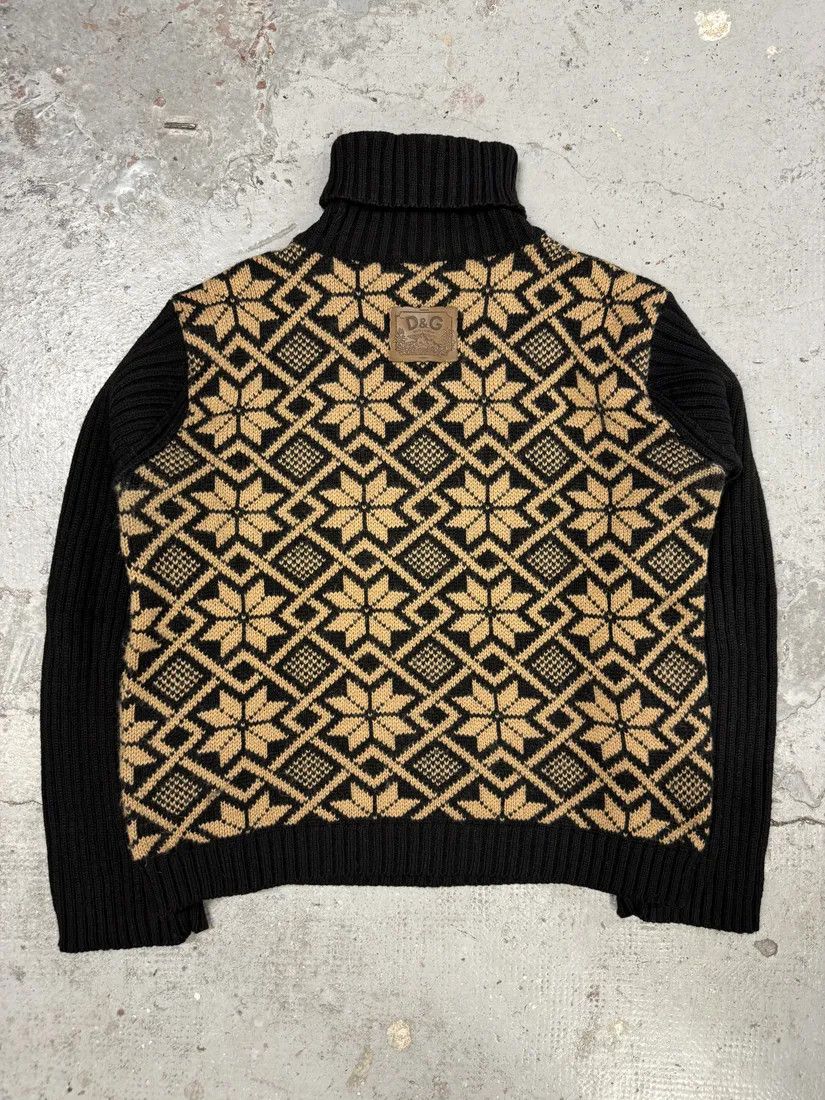 Designer × Dolce & Gabbana × Vintage 1990s Dolce & Gabbana Black Mozaic Wool Turtleneck Size US M / EU 48-50 / 2 - 6 Thumbnail