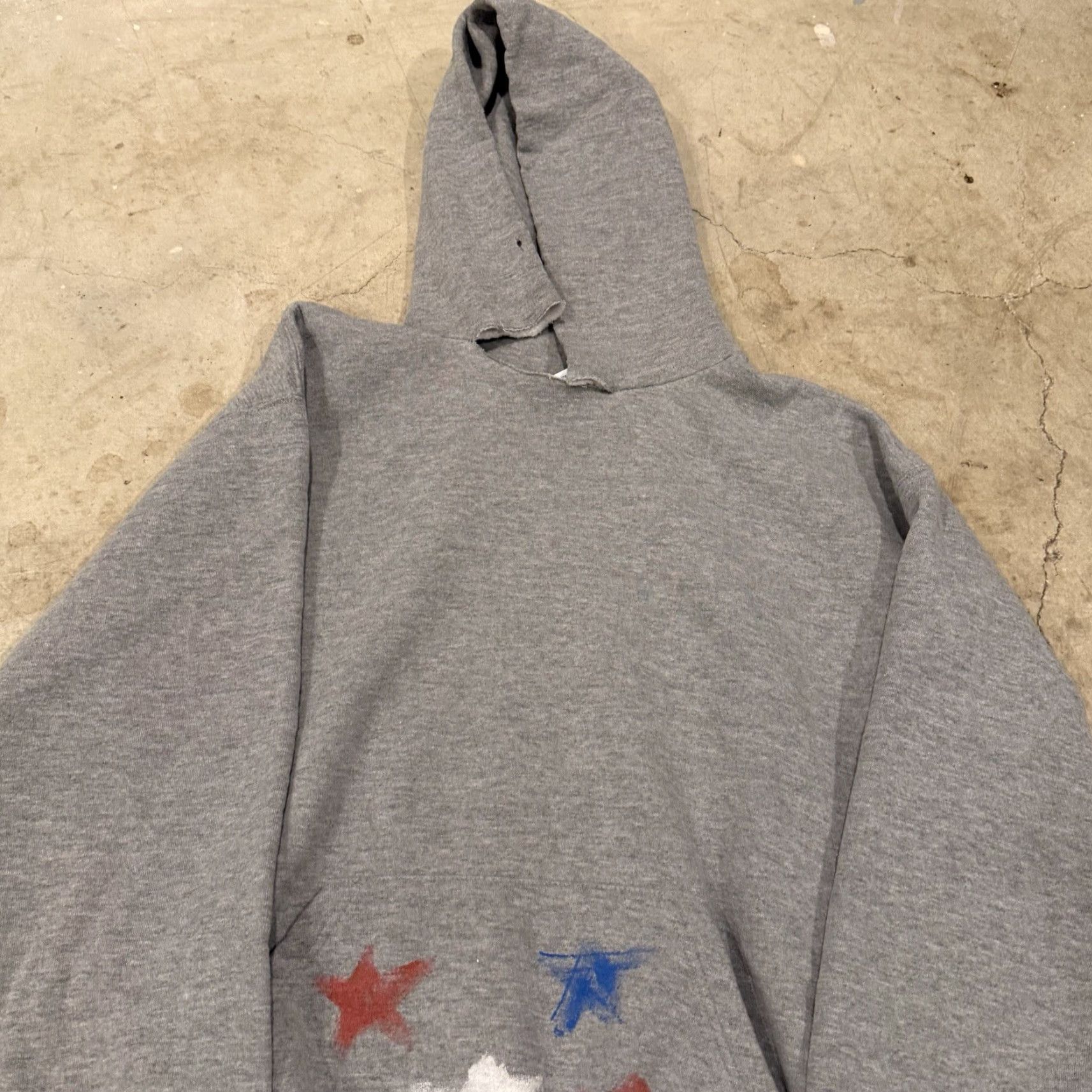 Russell Athletic VINTAGE Russell Athletic Hoodie Sweatshirt Gray USA FLAG Stars Mens Large 90s Men L Pullover Size US L / EU 52-54 / 3 - 4 Thumbnail