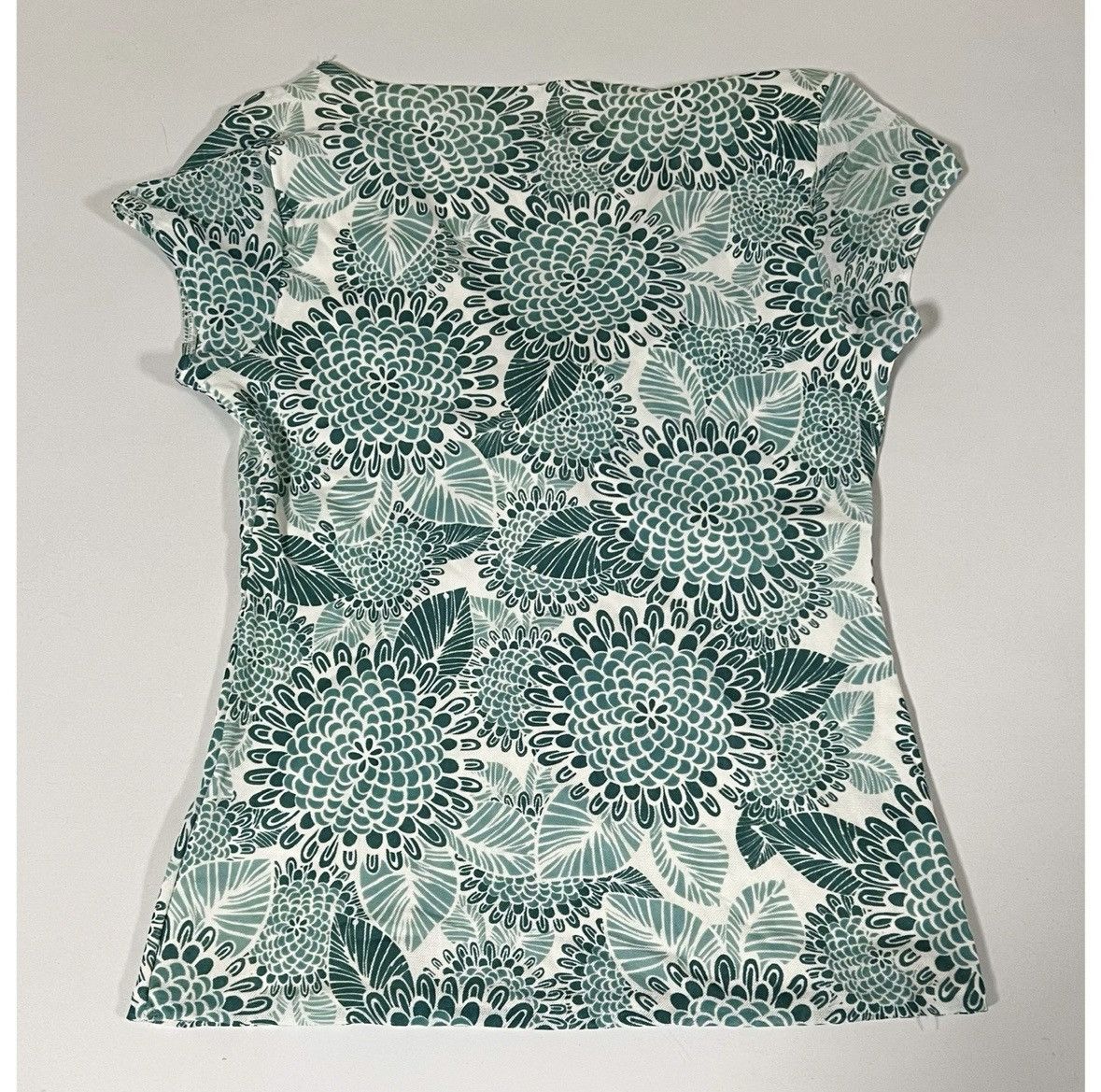 Ann Taylor Ann Taylor Teal Floral Knot-Front Shirt Top Blouse Size M 🤍✨ Size M / US 6-8 / IT 42-44 - 4 Thumbnail
