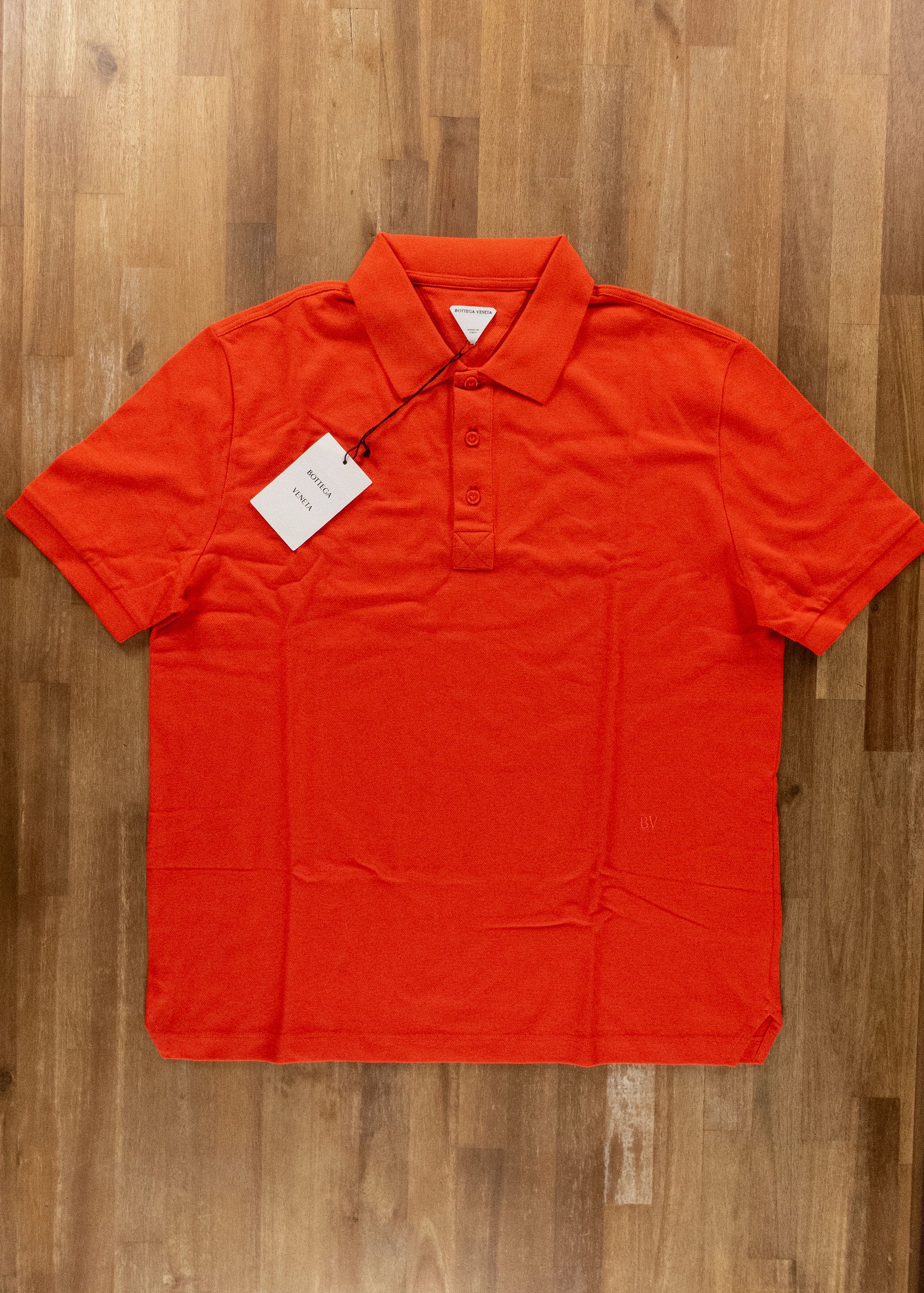 Bottega Veneta BOTTEGA VENETA solid orange pique cotton polo shirt Large q Size US L / EU 52-54 / 3 - 1 Thumbnail