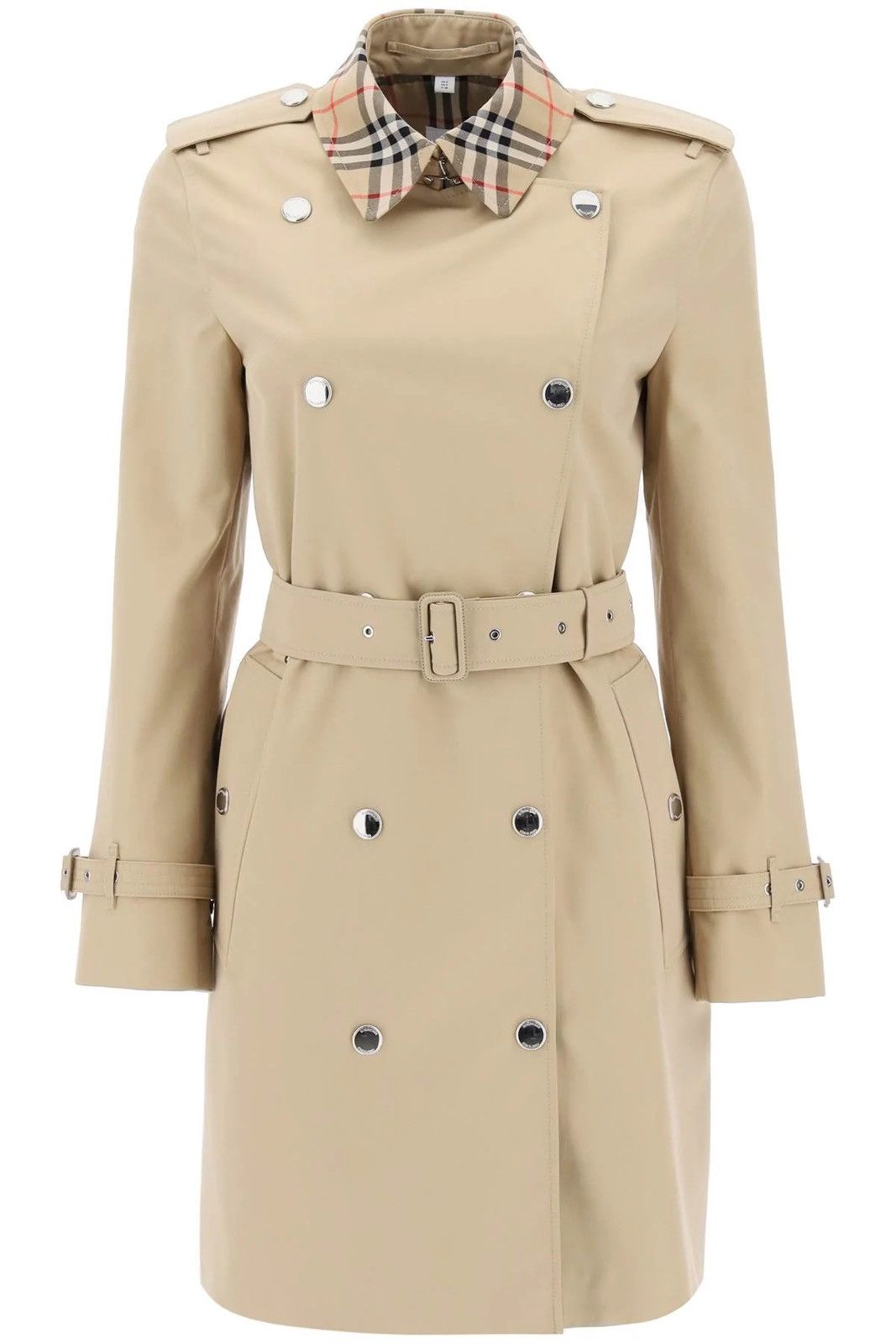Burberry Burberry Check Collar Gabardine Trench Coat Size S / US 4 / IT 40 - 1 Thumbnail