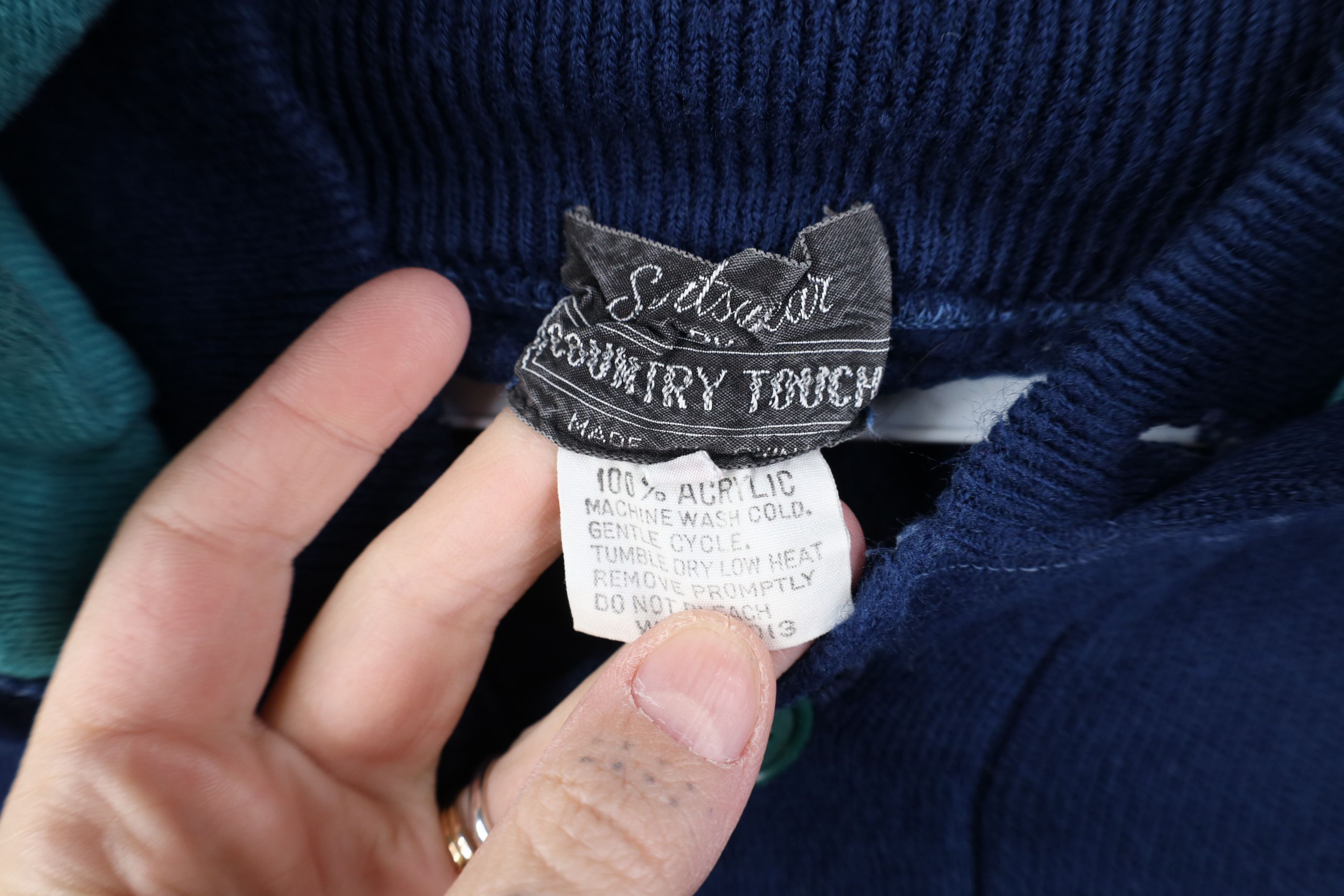 Vintage Vintage 70s Streetwear Hood Knit Hoodie Sweater Blue USA Size US L / EU 52-54 / 3 - 5 Thumbnail