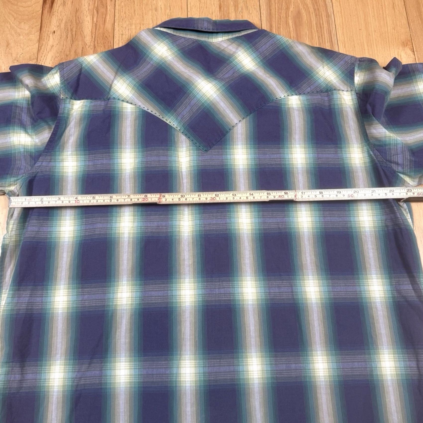 Wrangler VINTAGE Wrangler Shirt Mens Large Blue Green Plaid Pearl Snap Button-Down 80s Western Cowboy Retro Size US L / EU 52-54 / 3 - 6 Thumbnail
