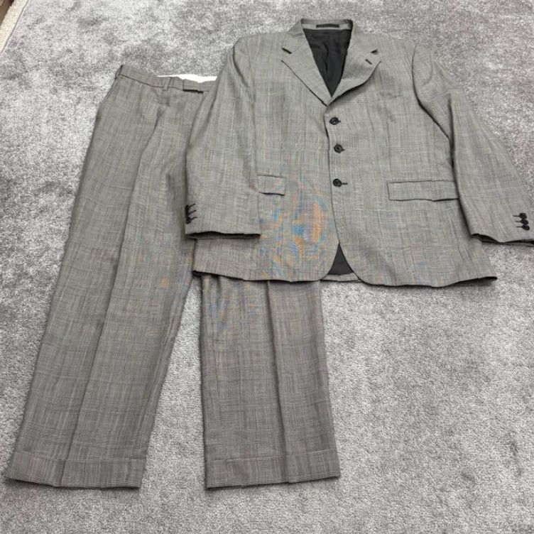 Vintage VINTAGE Alexandre Savile 2 Piece Suit Gray Plaid Wool Blazer Pants Mens 42R Size 42R - 2 Thumbnail