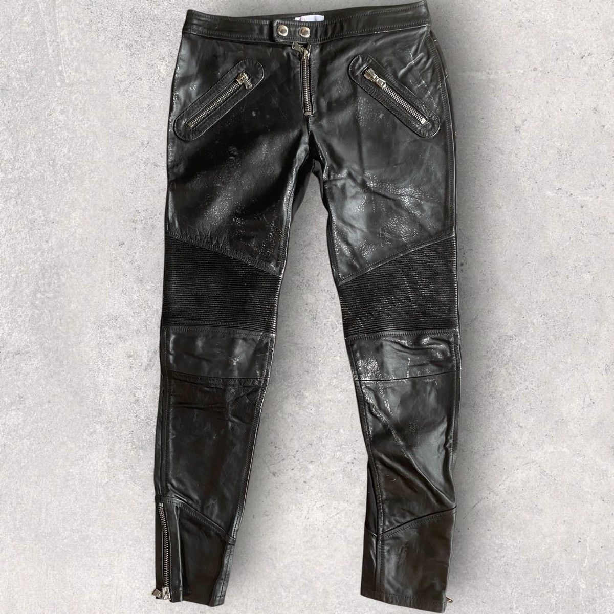 Valentino Valentino Painted Leather Biker Pants Size 28" / US 6 / IT 42 - 2 Thumbnail