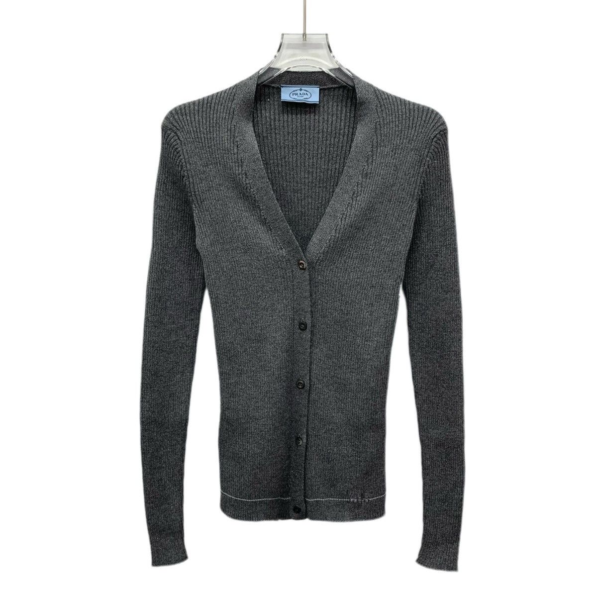 Prada Prada Dark Grey Wool Knit Cardigan K26WX Size M / US 6-8 / IT 42-44 - 1 Thumbnail