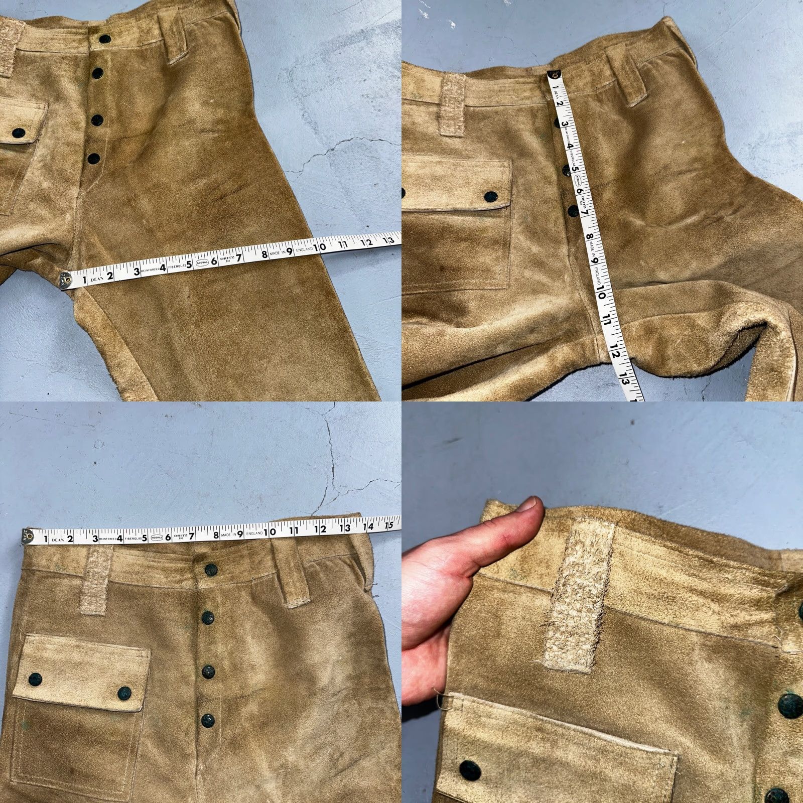 VINTAGE 1960s Leather Pants 28 Wide Leg Brown Rockabilly 60s Cowboy Suede 27x30