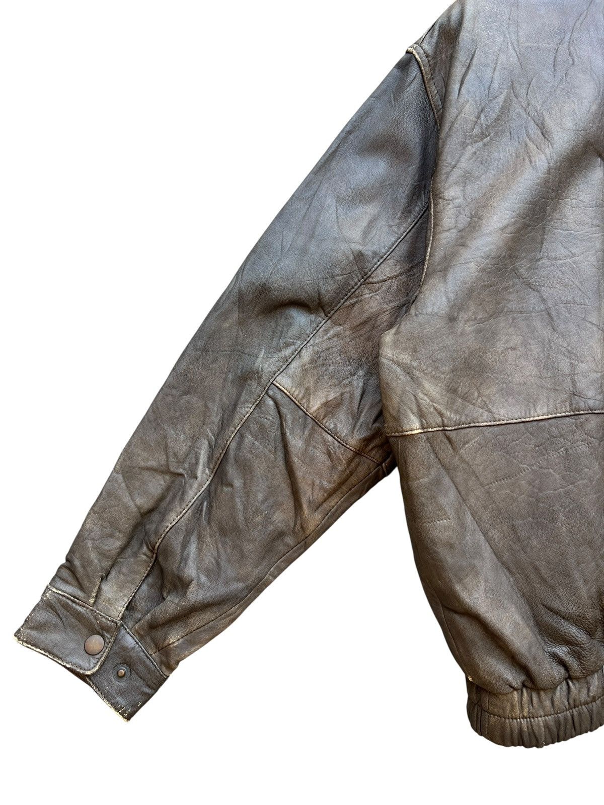 Vintage Vintage 90s Dog Fight Brown Bomber Leather Jacket Size US L / EU 52-54 / 3 - 8 Thumbnail