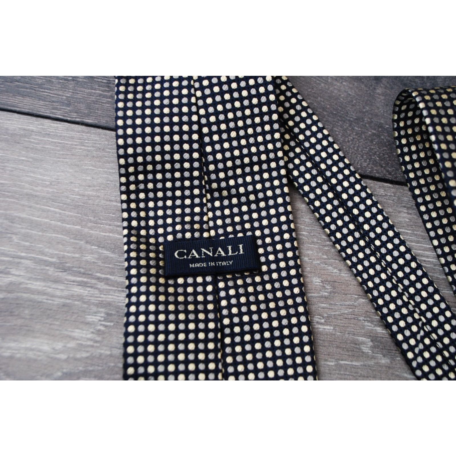 Canali VINTAGE MEN'S CANALI POLKA DOT BLACK WHITE TIE MADE IN ITALY 100% SILK LUXURY CLASSIC Size ONE SIZE - 6 Thumbnail