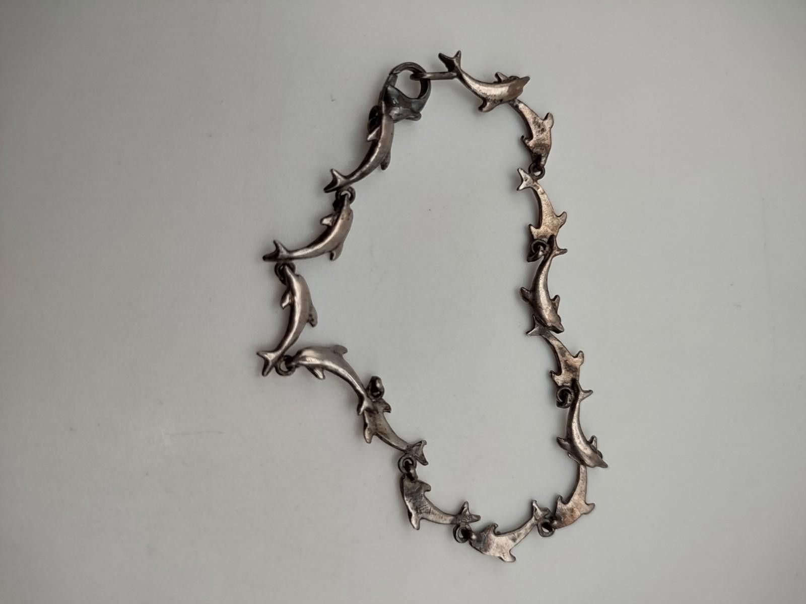 The Unbranded Brand Vtg 925 Sterling Silver Dolphin Link Bracelet 6.5" 6.2g Size ONE SIZE - 2 Thumbnail