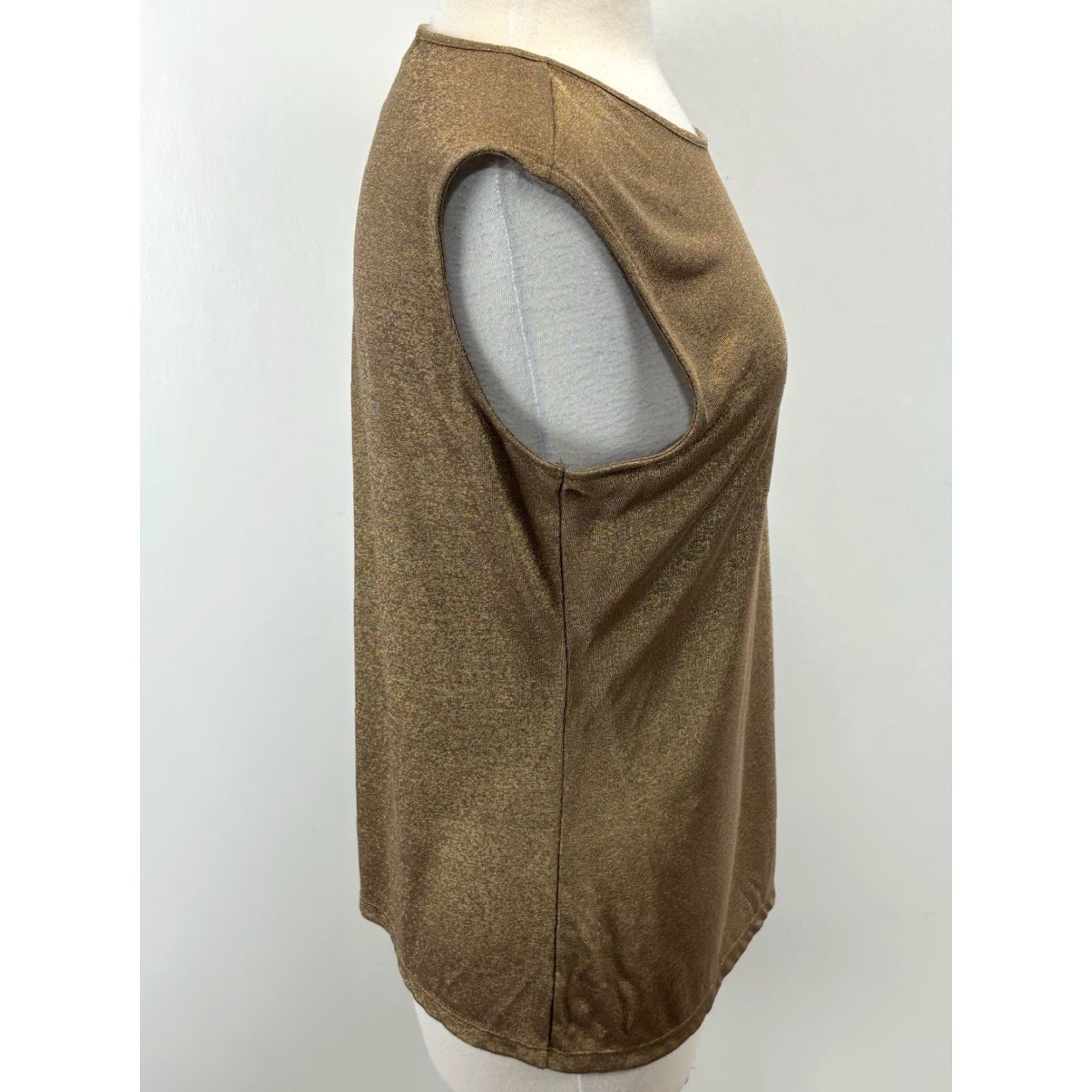 Ralph Lauren Lauren Ralph Lauren Knit Sleeveless Top Women’s XL Gold Metallic Stretch Tank Kidney? Size XL / US 12-14 / IT 48-50 - 4 Thumbnail