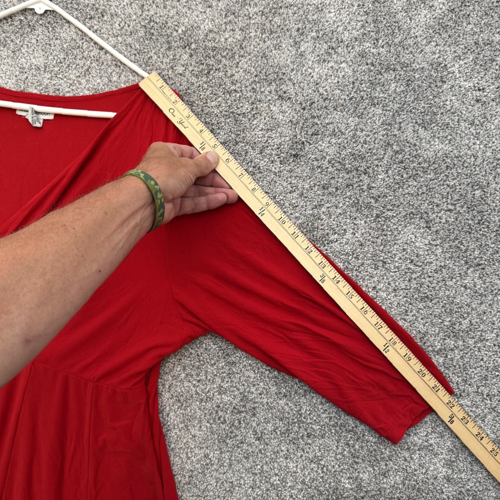 Vintage Jessica London Dress Womens 18 Red Midi Surplice Stretch V Neck Boho Chic Fall Size XXL / US 16-18 / IT 52-54 - 5 Thumbnail