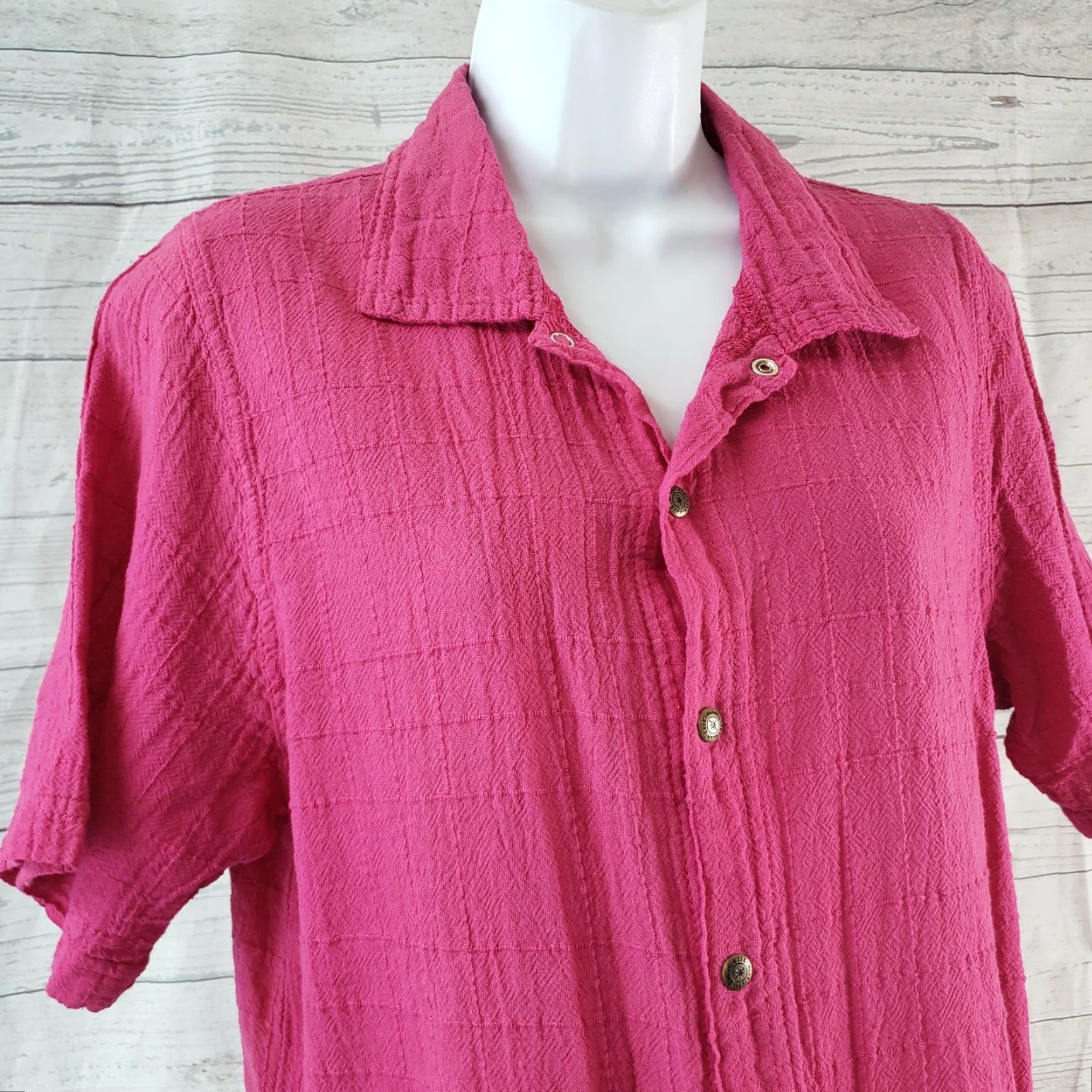 Pinko Ezze Wear Womens Top Sz Small Pink Snap Buttons Short Sleeve Cotton Shirt Size S / US 4 / IT 40 - 2 Thumbnail