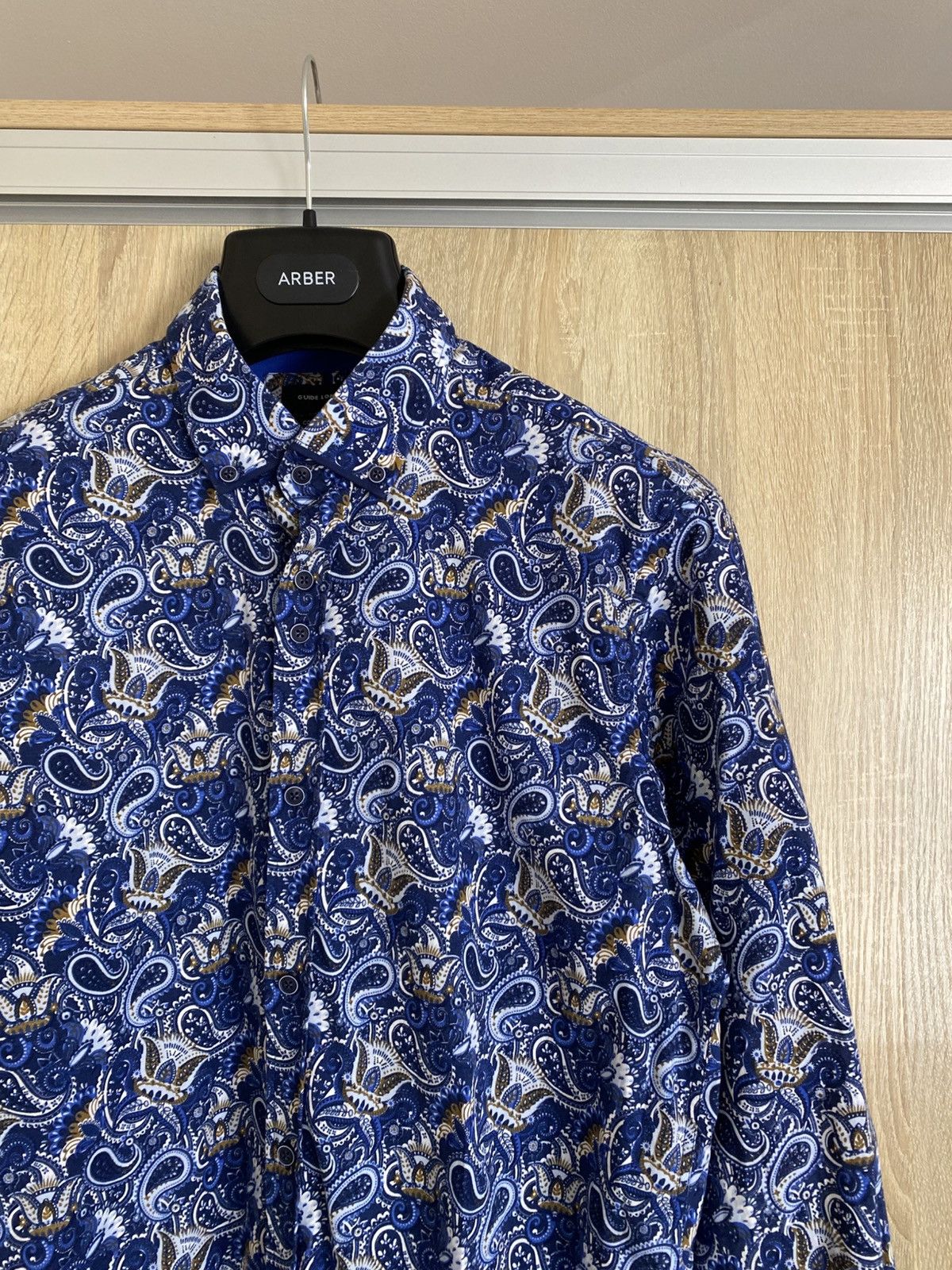 Vintage 🔥 Guide London Paisley Polo Long Sleeve Button Shirt Blue Size US XL / EU 56 / 4 - 6 Thumbnail