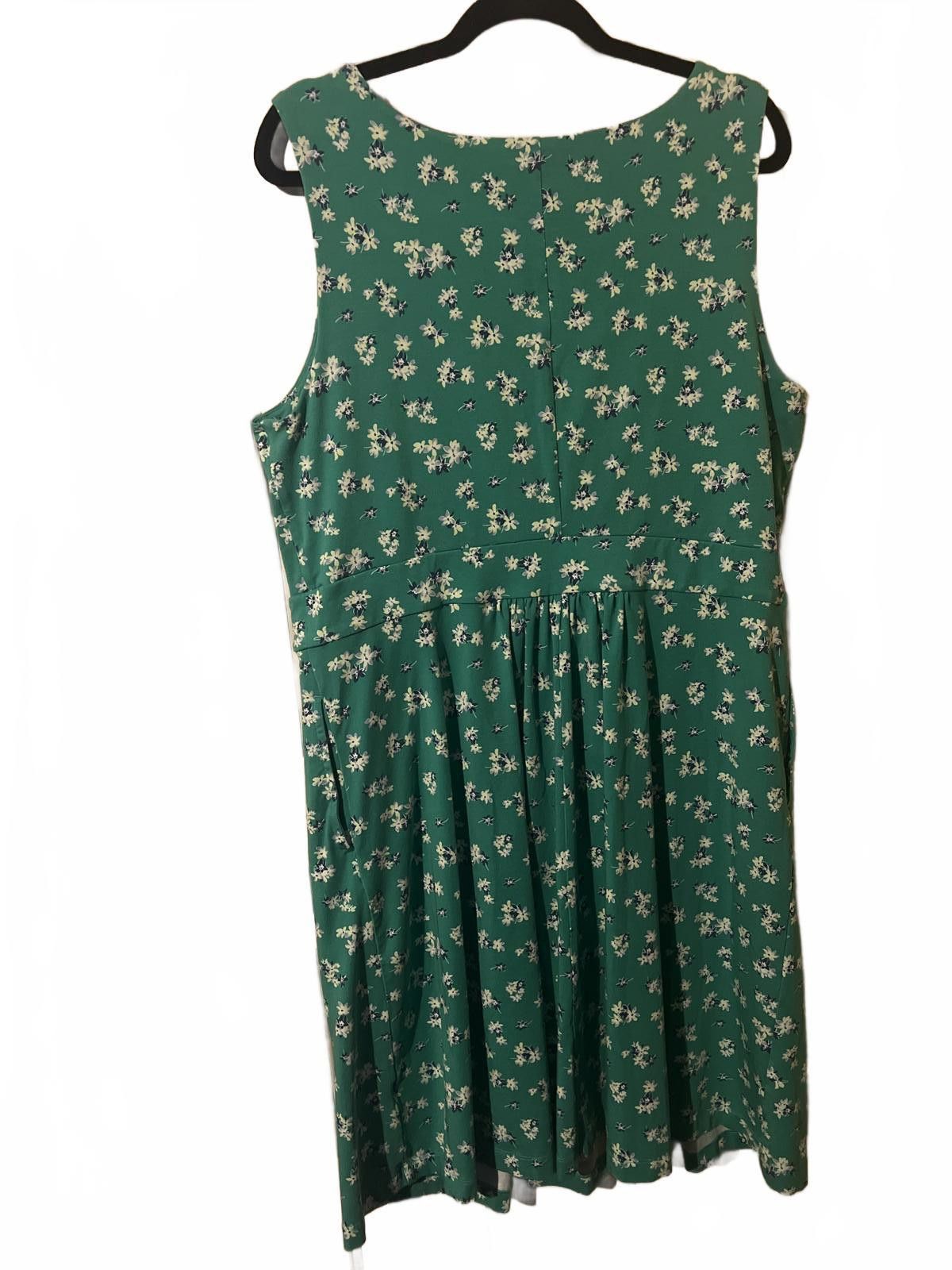 Unknown London Lands End Green Floral Sleeveless Midi Dress 1X Size XL / US 12-14 / IT 48-50 - 6 Thumbnail