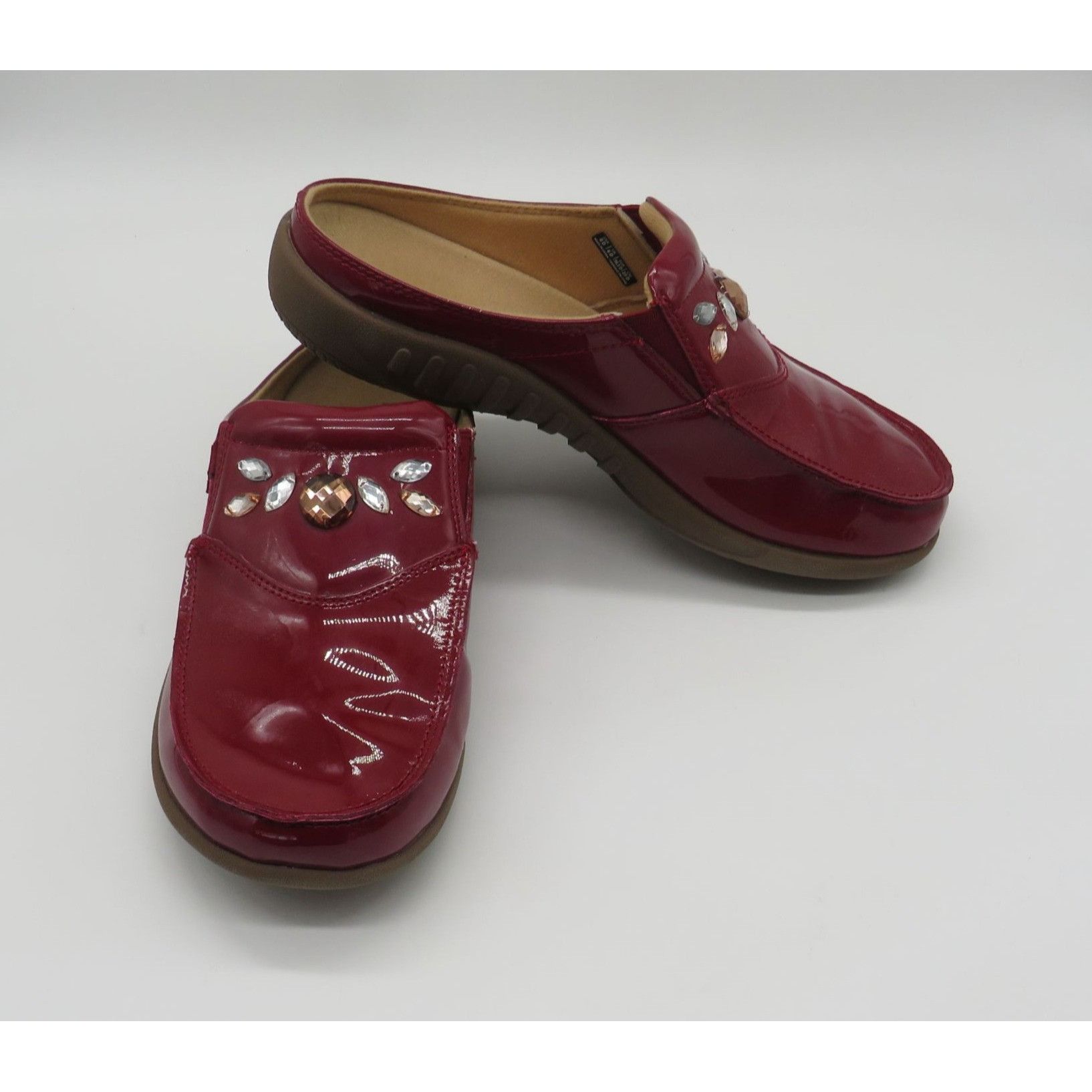 Other Revitalign Women's Burgundy Patent Leather Embellished Slip- Size US 8 / IT 38 - 4 Thumbnail