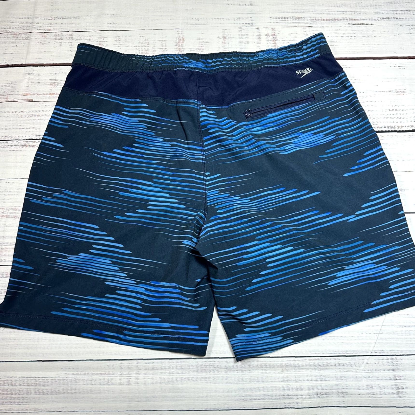 Speedo Speedo Men’s Blue Stripe Swim Trunks XL Bottoms Shorts Pull On Elastic Waistband Size US 36 / EU 52 - 3 Thumbnail