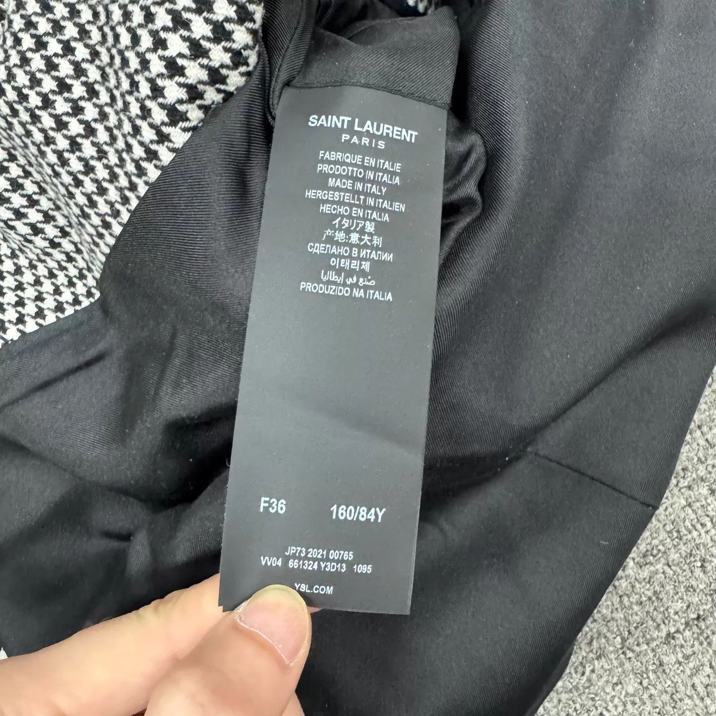 Saint Laurent Paris SLP Houndstooth Velvet-Collar Single-Breasted Blazer 36 Size XS / US 0-2 / IT 36-38 - 6 Thumbnail