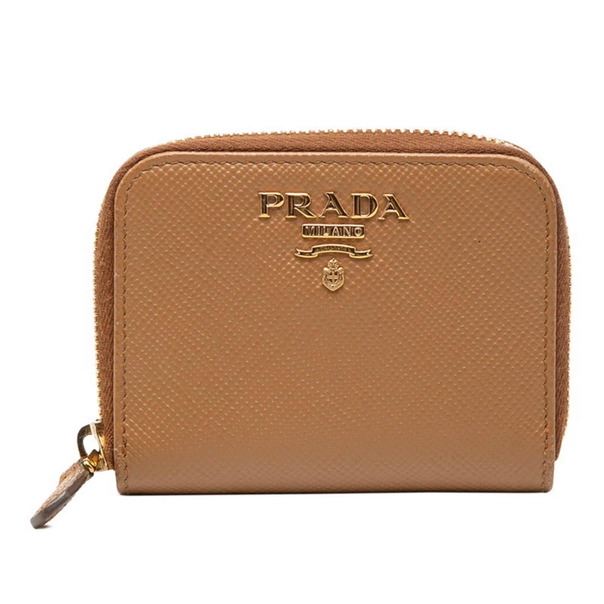 Prada Prada Logo Wallet/Coin Purse, 1MM268, Caramel Brown Saffiano Leather, Women's PRADA Size ONE SIZE - 1 Thumbnail