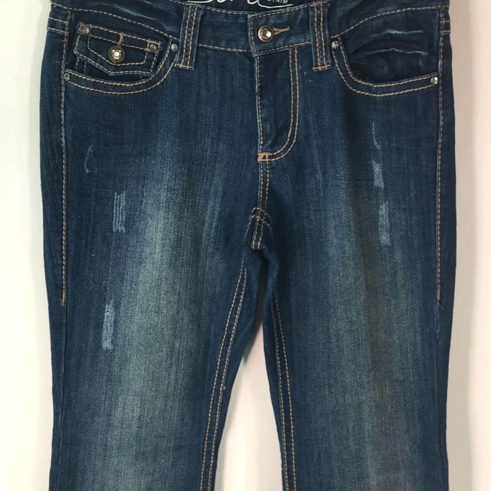 Vintage INC Denim Women Stretch Rhinestone Pocket Regular Fit Boot Leg Blue Jeans Size 6 Size 28" / US 6 / IT 42 - 3 Thumbnail