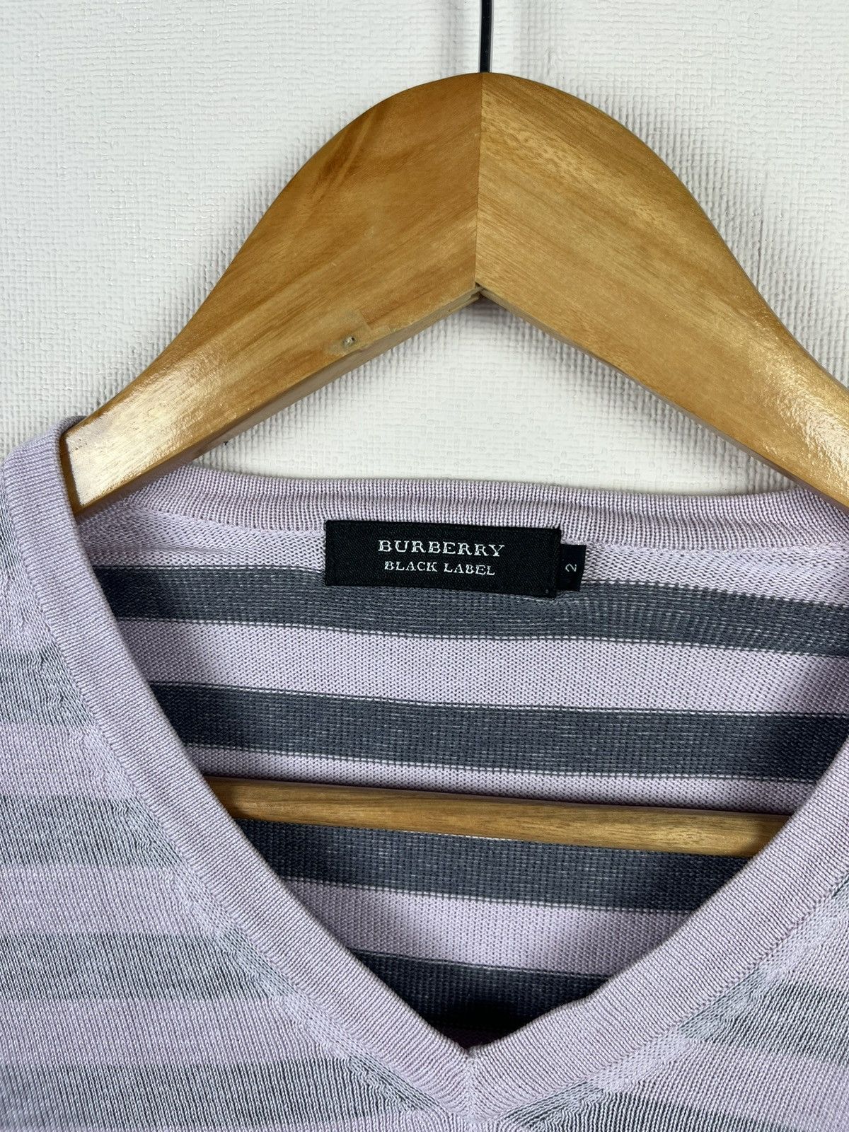 Burberry Burberry Black Label Japan V-Neck Striped Knit Sweater 2/S Size US S / EU 44-46 / 1 - 3 Thumbnail