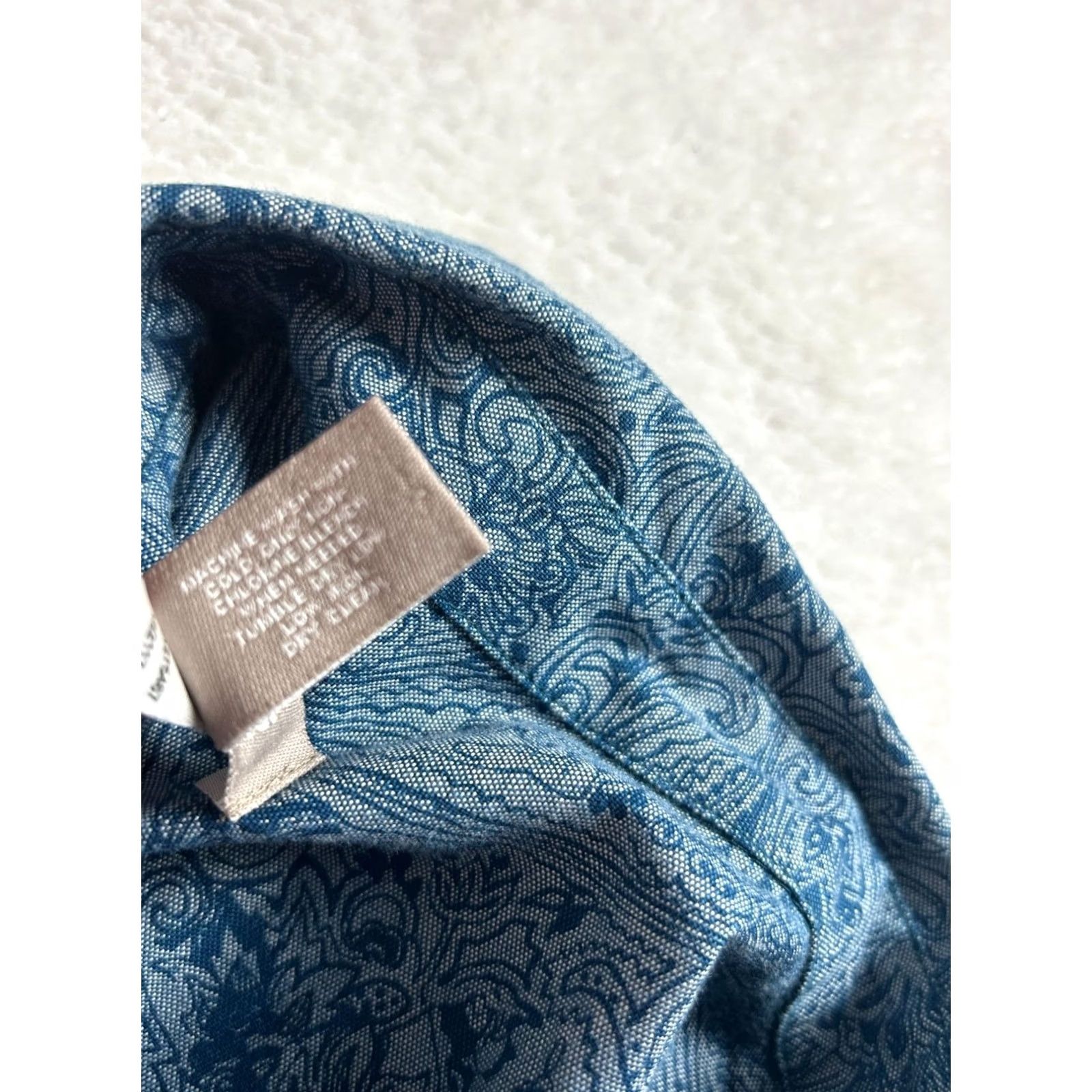Vintage Chico's Womens Blue Paisley Button-Up Shirt Size 3 Cotton 3/4 Sleeve Casual Top Size XS / US 0-2 / IT 36-38 - 5 Thumbnail