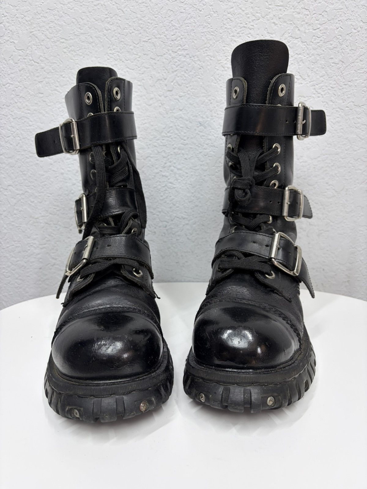 Hedi Slimane Studded Leather Multi Belted Boots Avant-Garde CCP Style Y2K Size US 9.5 / EU 42-43 - 6 Thumbnail