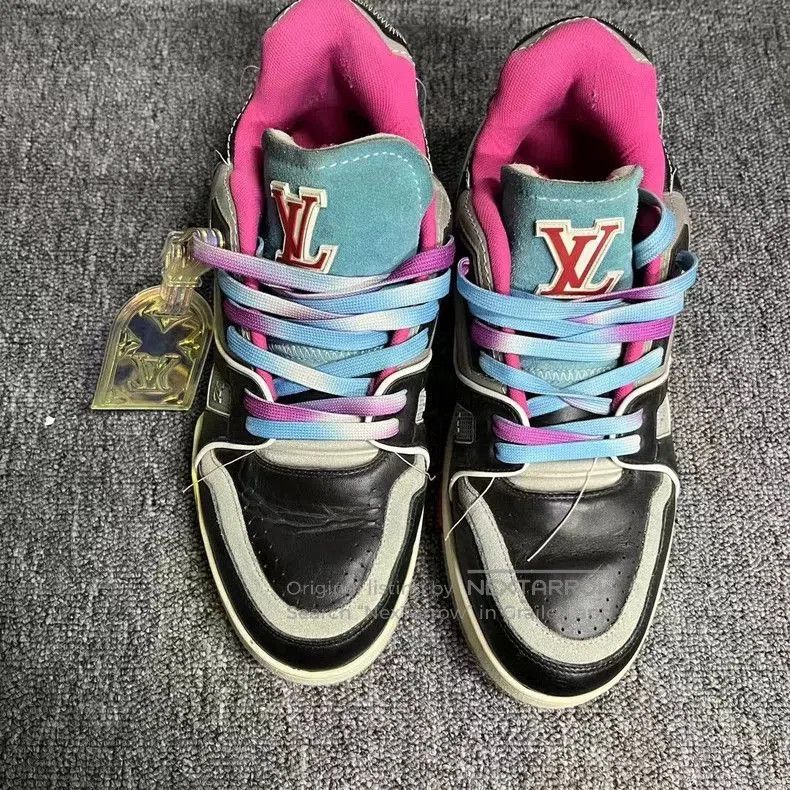 Louis Vuitton Louis Vuitton latest black and pink black cement trainer. Size US 7 / EU 40 - 2 Thumbnail