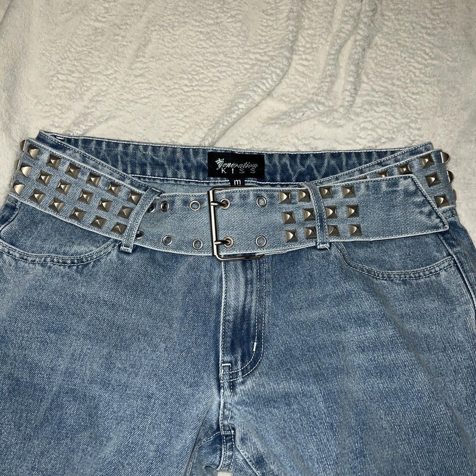 Designer M Destroyed Bootcut Jeans Dolls Kill Pants Shredded Cut Torn Size 32" / US 10 / IT 46 - 4 Thumbnail