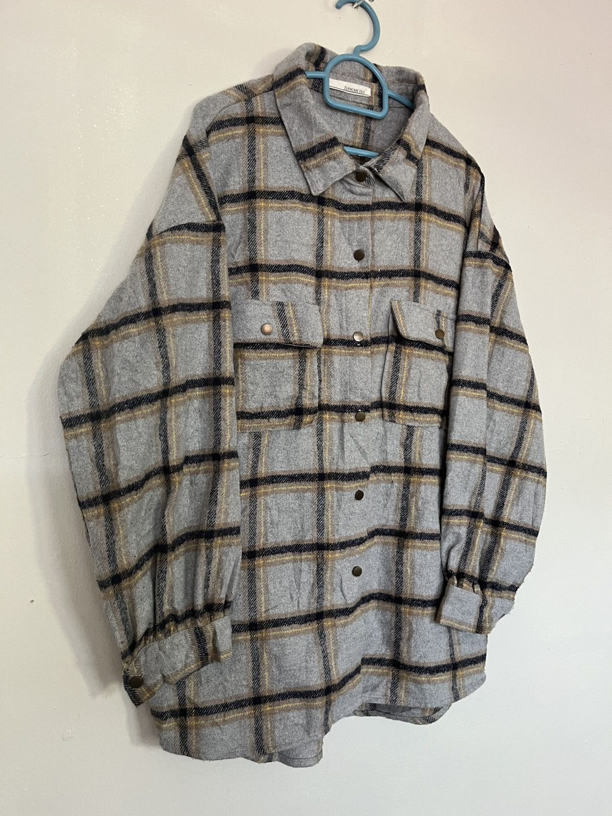 If Six Was Nine 💥Vintage 90s Lefty Button Wool Flannel Shadow Plaid Size US M / EU 48-50 / 2 - 3 Thumbnail