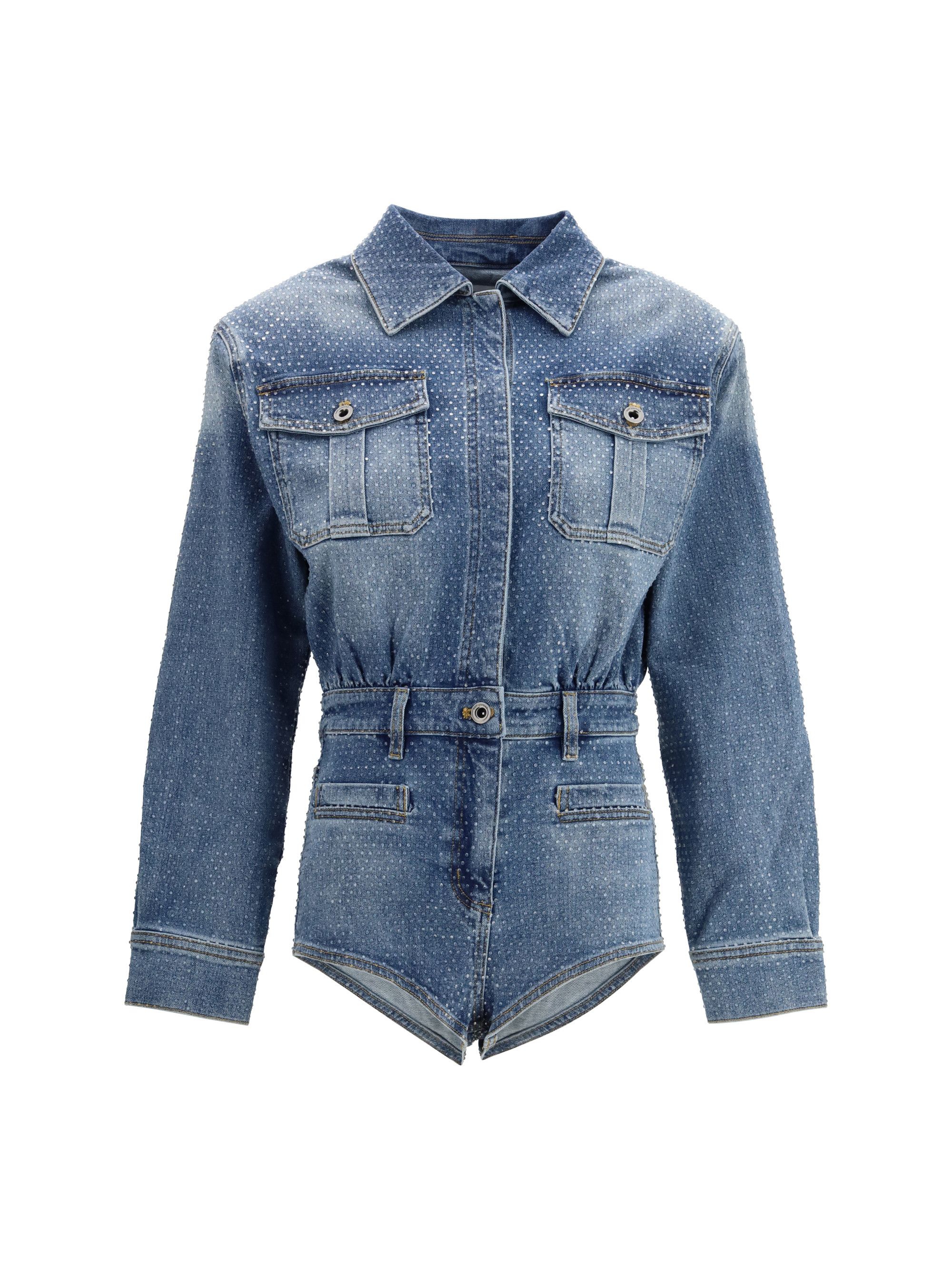 Self-Portrait Rhinestone denim Playsuit Size 28" / US 6 / IT 42 - 1 Thumbnail