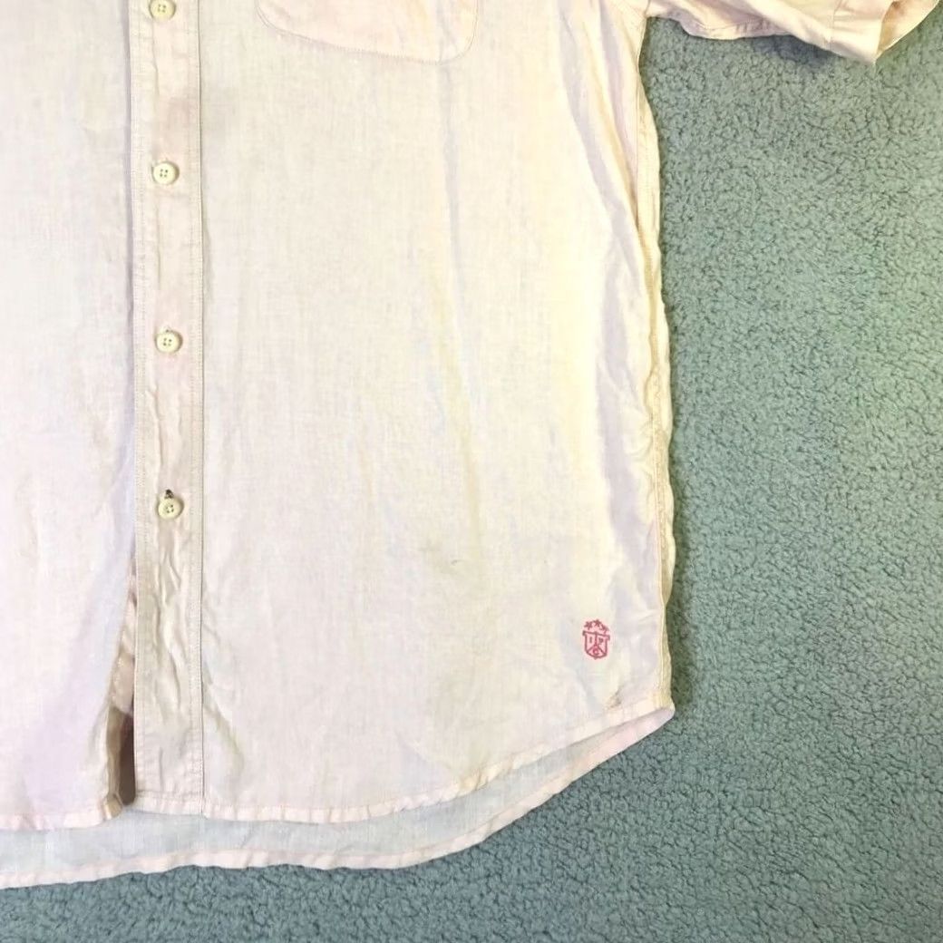 Vintage Indigo Palms Linen Shirt Mens Large Light Pink Button Down Pocket Short Sleeve Size US L / EU 52-54 / 3 - 3 Thumbnail