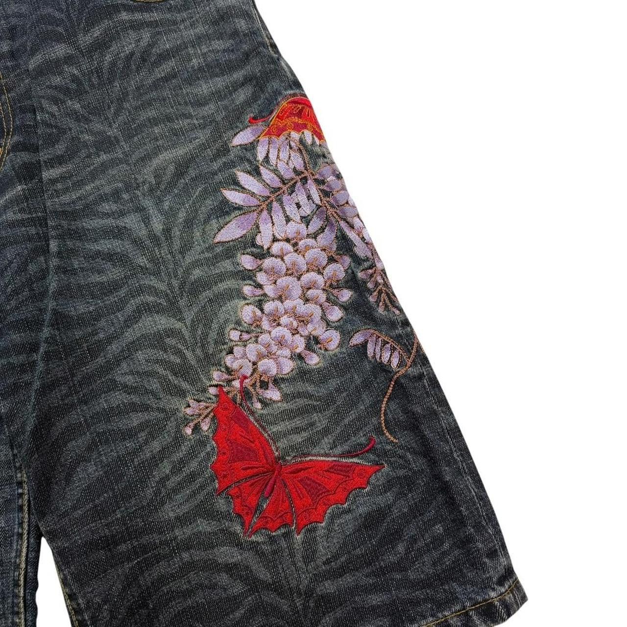 Karakuri Tamashii Karakuri Tamashii Embroidered Floral Japanese Shorts W 35 Size US 35 - 3 Thumbnail