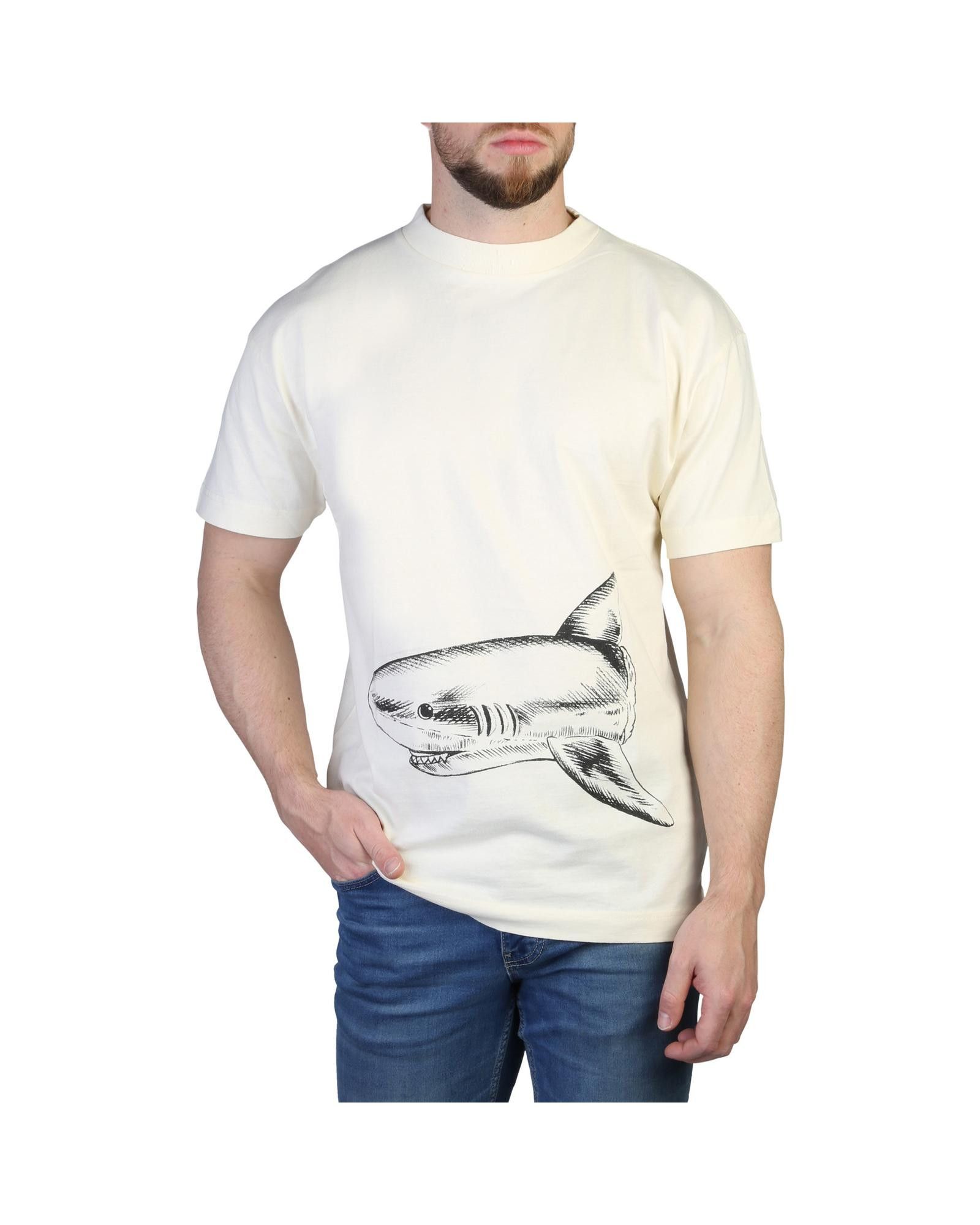 image of Palm Angels Embroidered Round Neck T-Shirt in White, Men's (Size XS)