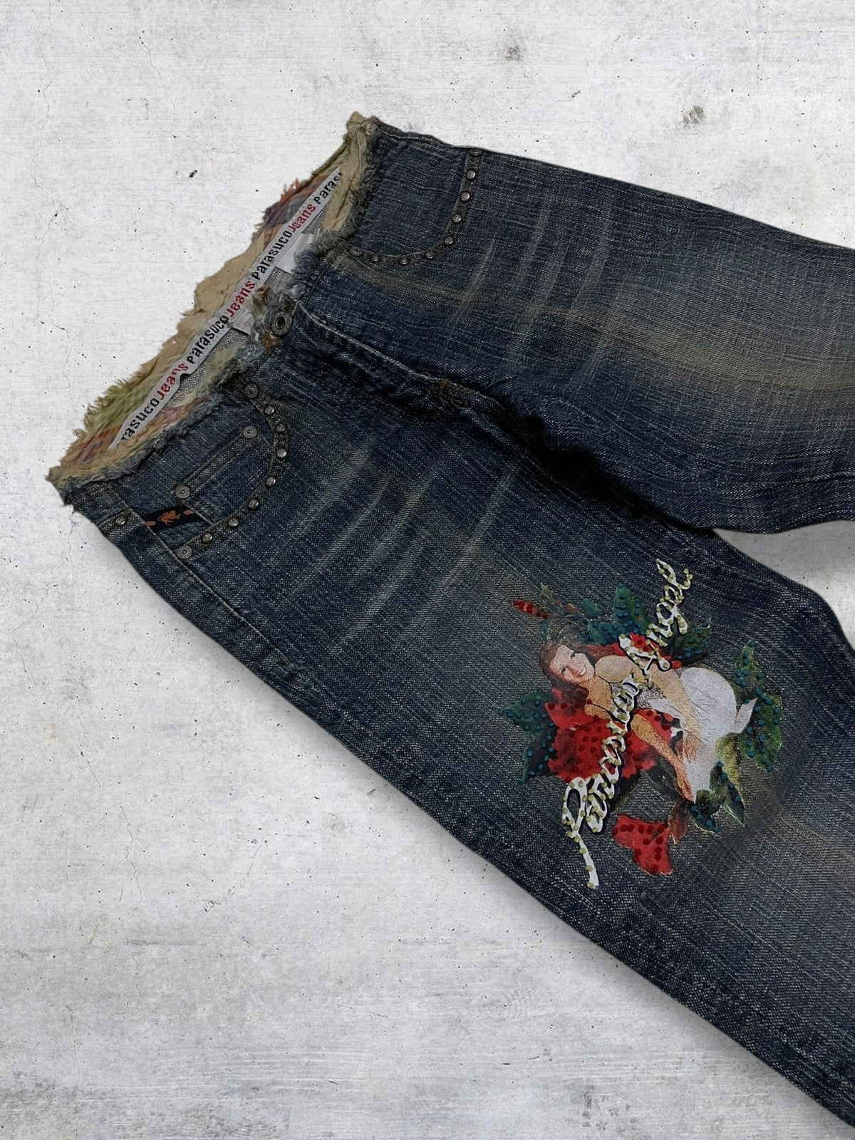 Japanese Brand VINTAGE PARASUCCO ANGEL 1990S ART WOMAN FLARED CUT DENIM Size US 28 / EU 44 - 6 Thumbnail