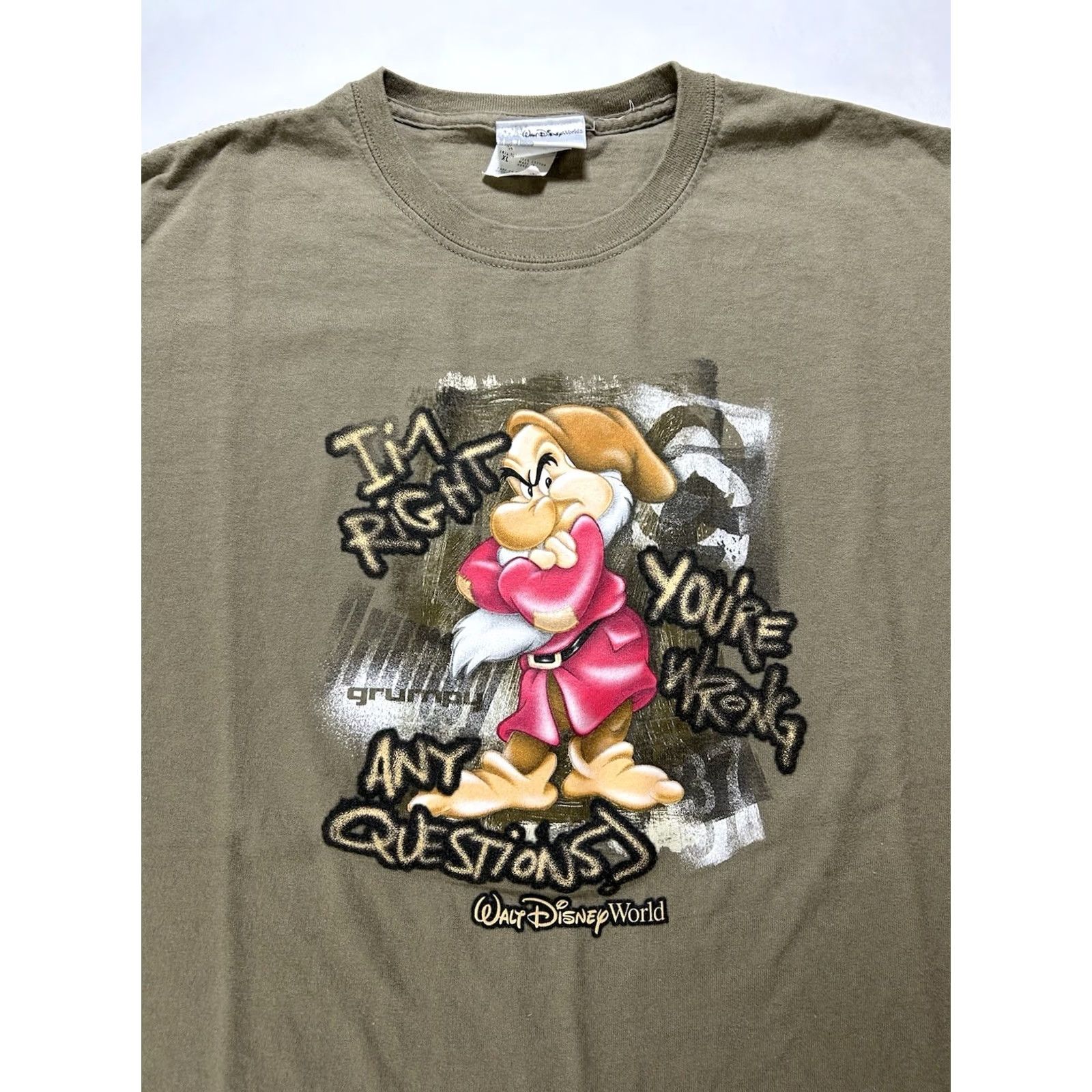 Disney VINTAGE Disney Grumpy Dwarf Walt Disney World Tee XL 2000s Army Greenish Unisex Adults Mens Size US XL / EU 56 / 4 - 2 Thumbnail