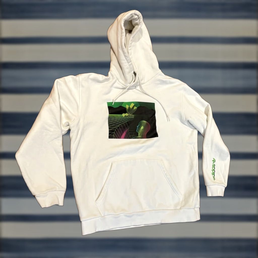 Vintage Adidas Originals 3D Graphic Sweatshirt Hoodie White Green Men’s Size Large Size US L / EU 52-54 / 3 - 1 Thumbnail