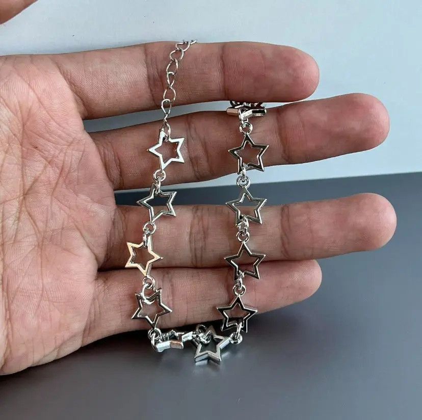 Jewelry Vint y2k 2000s star stacked cute goth grunge silver bracelet Size ONE SIZE - 5 Thumbnail