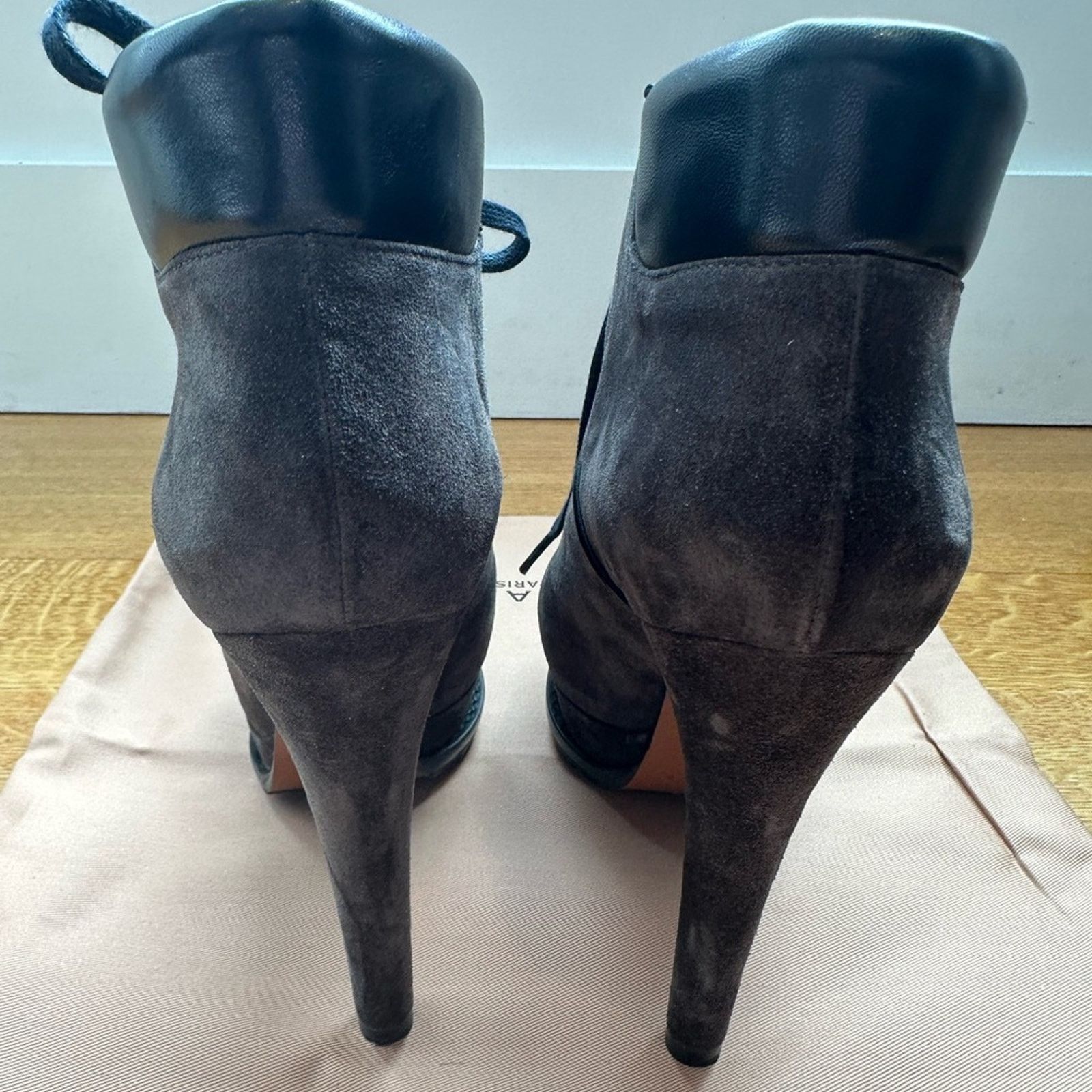 Alaia Seen on Beyonce Grey Suede Hiker Ankle Boots EU 38 Platform Size US 8 / IT 38 - 12 Thumbnail