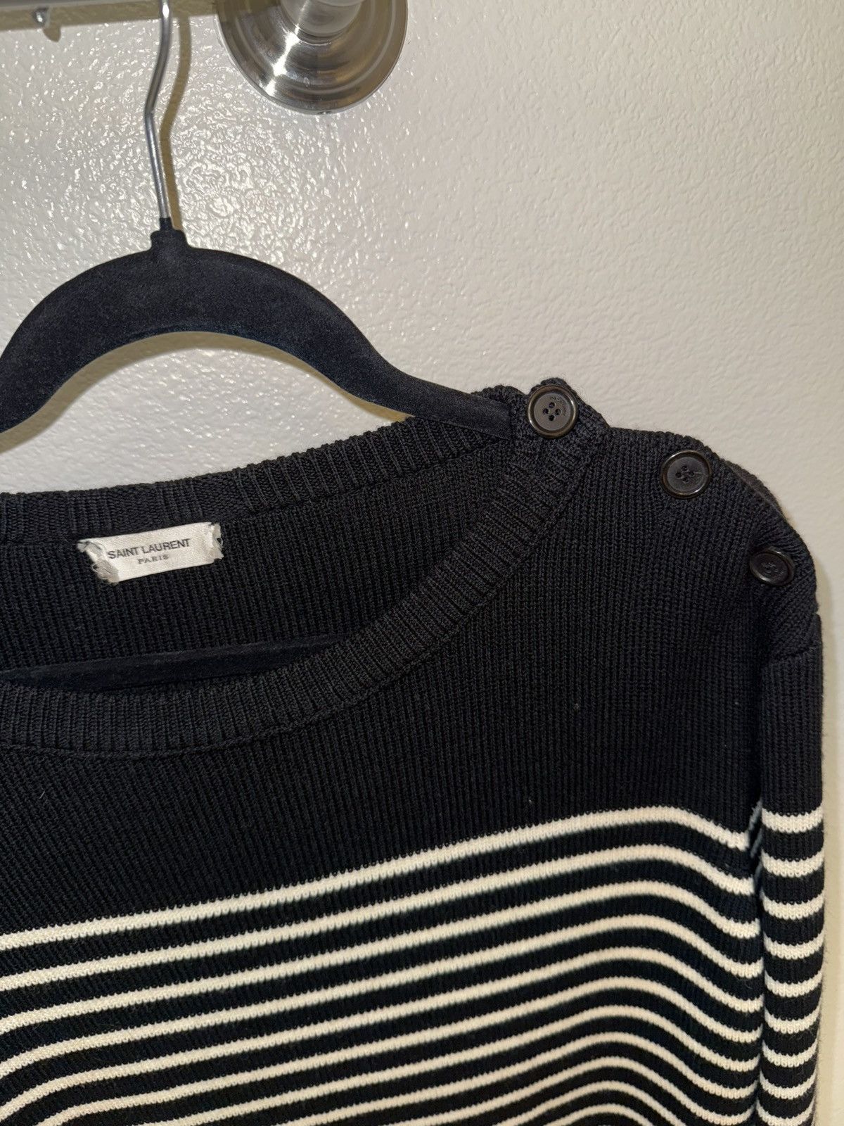 Saint Laurent Paris Saint Laurent Stripped Jumper (hedi) Size US M / EU 48-50 / 2 - 2 Thumbnail