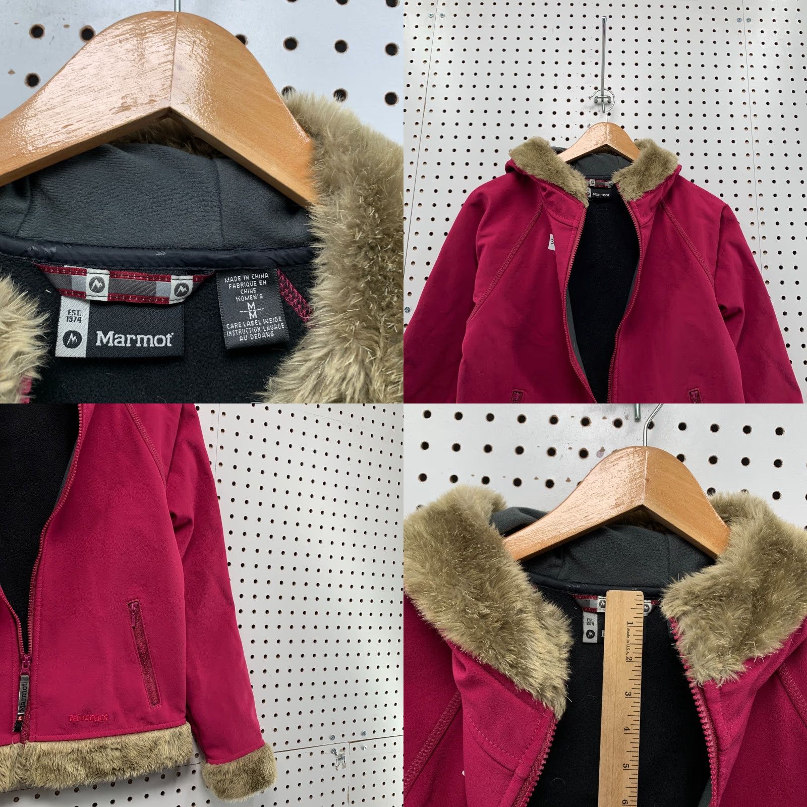 Marmot VINTAGE Marmot Furlong Hooded Jacket Womens M Pink Faux Fur Full Zip 19.5x23 Size M / US 6-8 / IT 42-44 - 8 Thumbnail