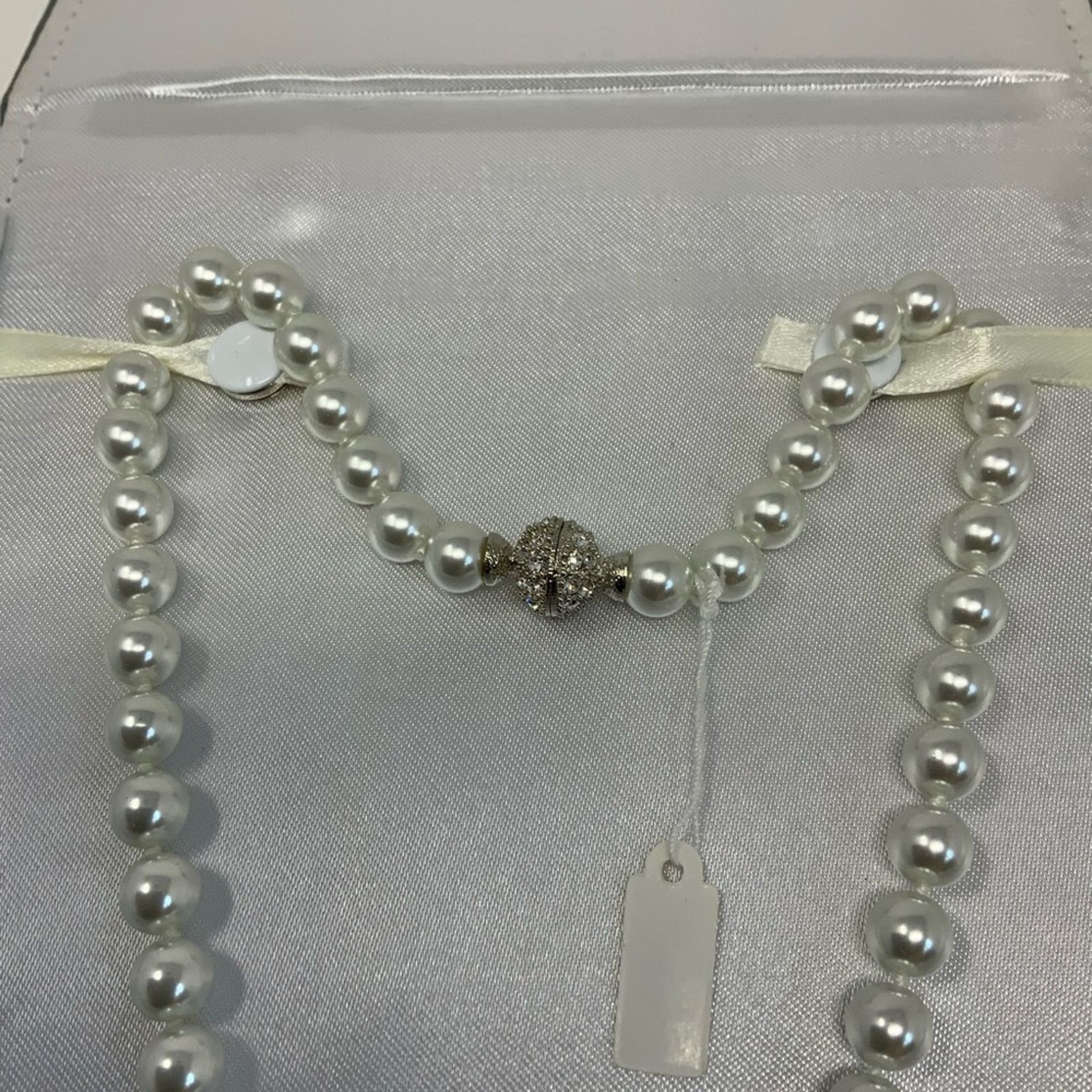 Other Pearl Necklace Silver Crystal Ball Clasp Wedding Bride Size ONE SIZE - 2 Thumbnail