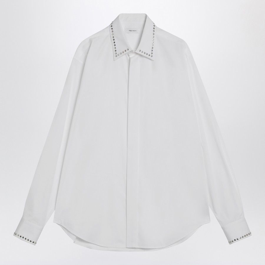 Alexander McQueen o1d2blof0126 Cotton Shirt With Studs in White Size US M / EU 48-50 / 2 - 1 Thumbnail